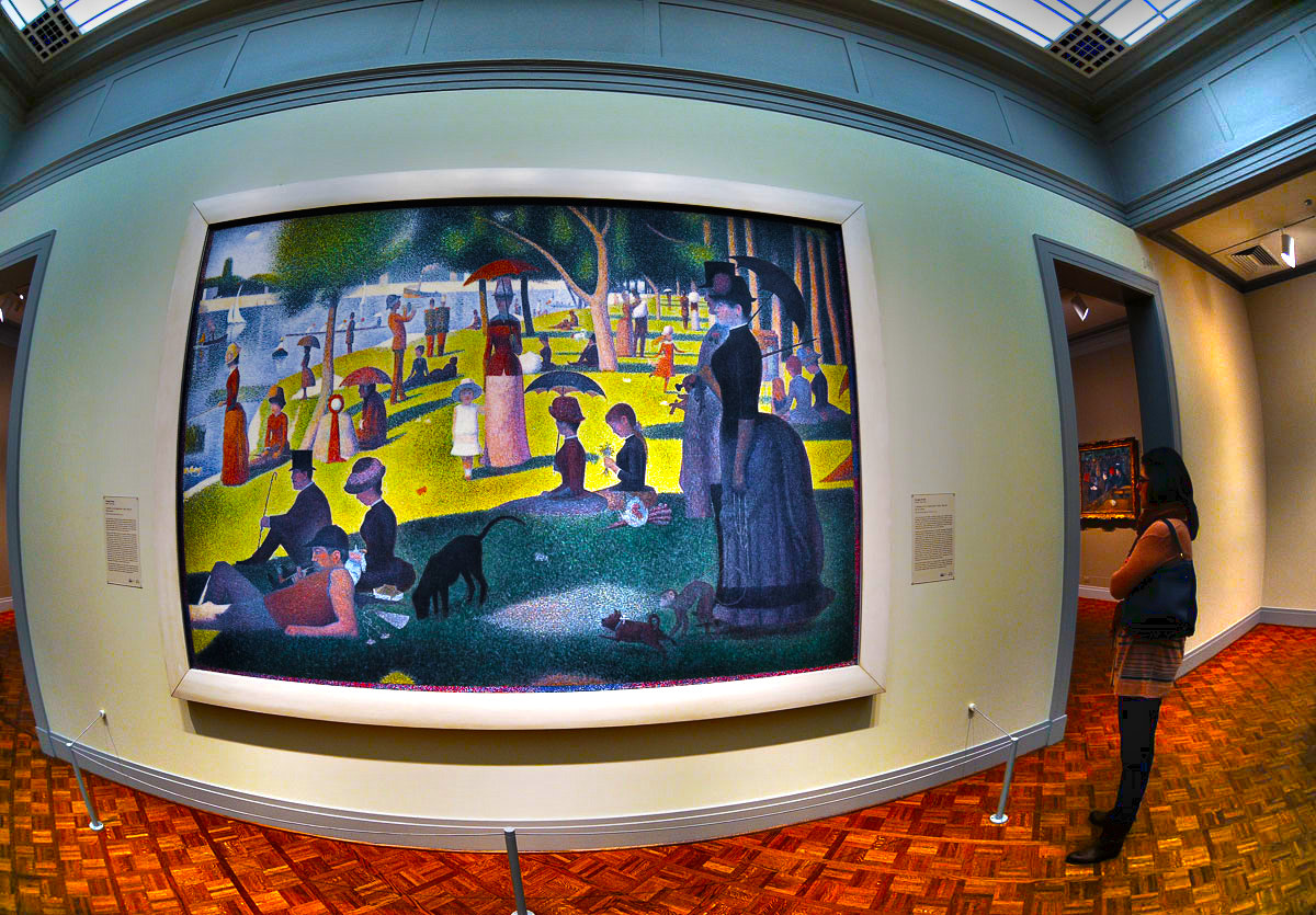 Nikon AF DX Fisheye-Nikkor 10.5mm F2.8G ED sample photo. Woman viewing masterpiece photography