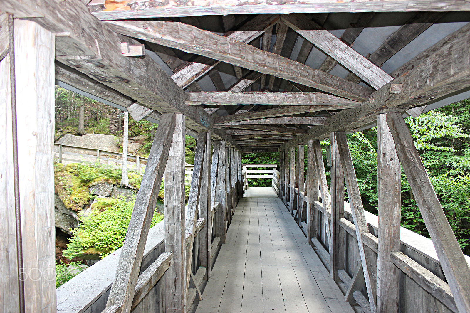 Canon EOS 600D (Rebel EOS T3i / EOS Kiss X5) + 18.0 - 55.0 mm sample photo. Sentinel pine covered bridge - flume gorge photography