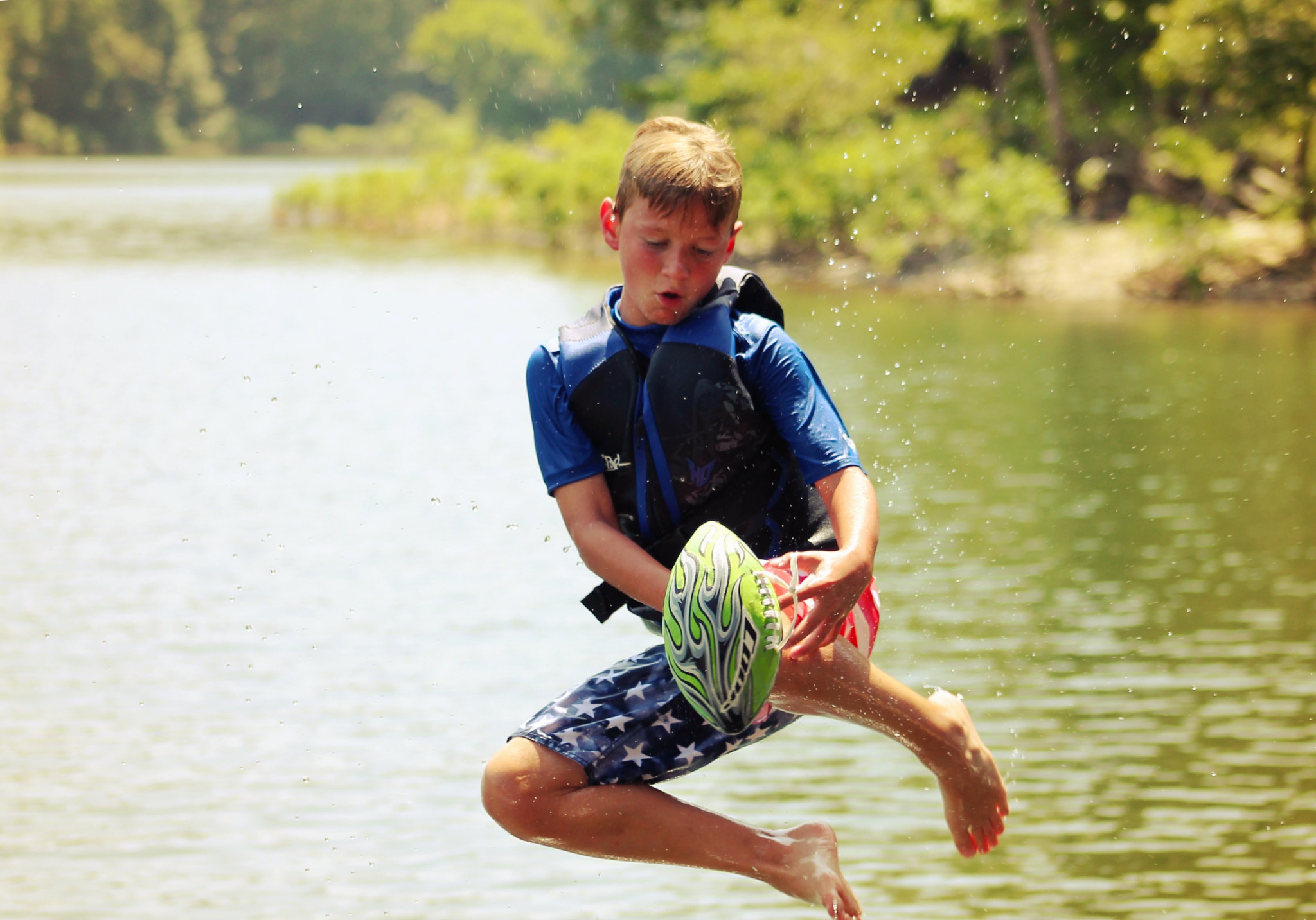 Canon EF75-300mm f/4-5.6 sample photo. Jumping off a diving board for a football photography