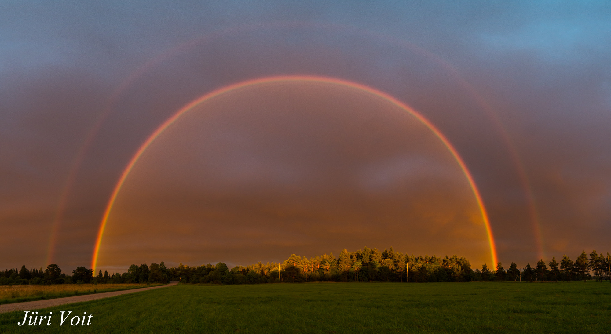 Pentax K-50 sample photo. Double rainbow after rain photography