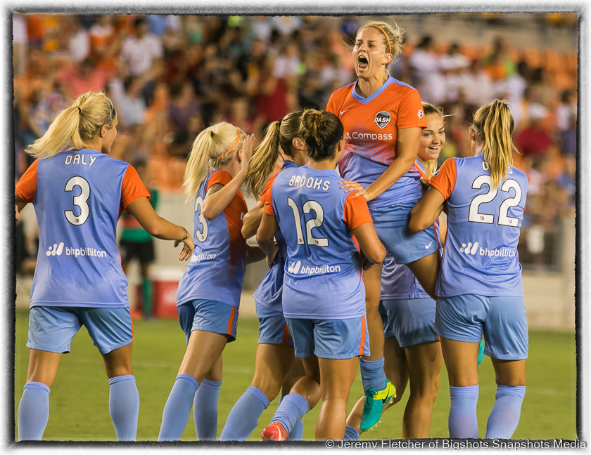 Canon EOS 7D Mark II + Sigma 100-300mm f/4 sample photo. Houston dash vs portland thorns in houston texas at bbva compass stadium july 16, 2016 (jeremy... photography