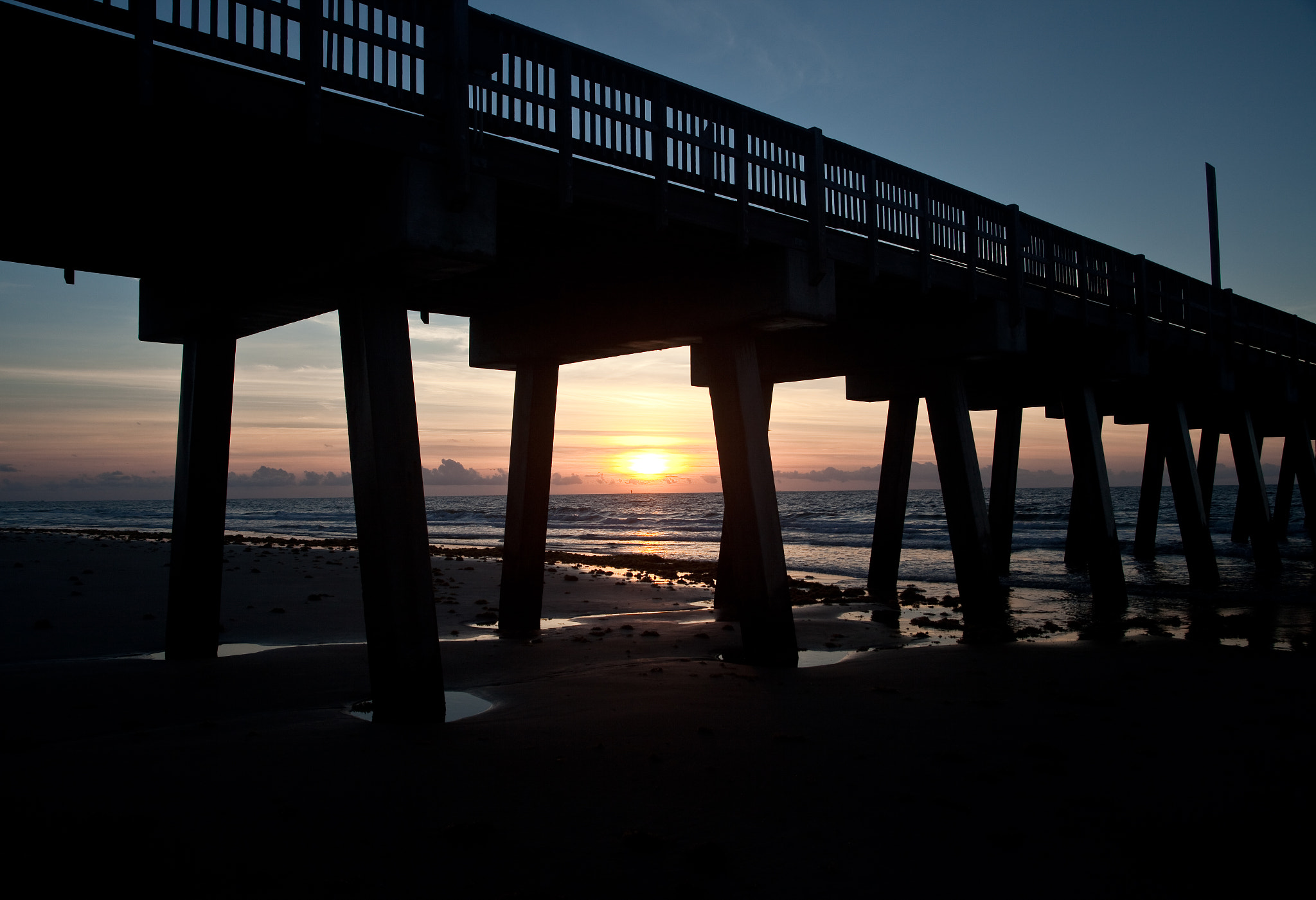 Canon EOS 5D Mark II + Sigma 24-60mm f/2.8 EX DG sample photo. Picturesque tybee island pier sunrise silhouette photography