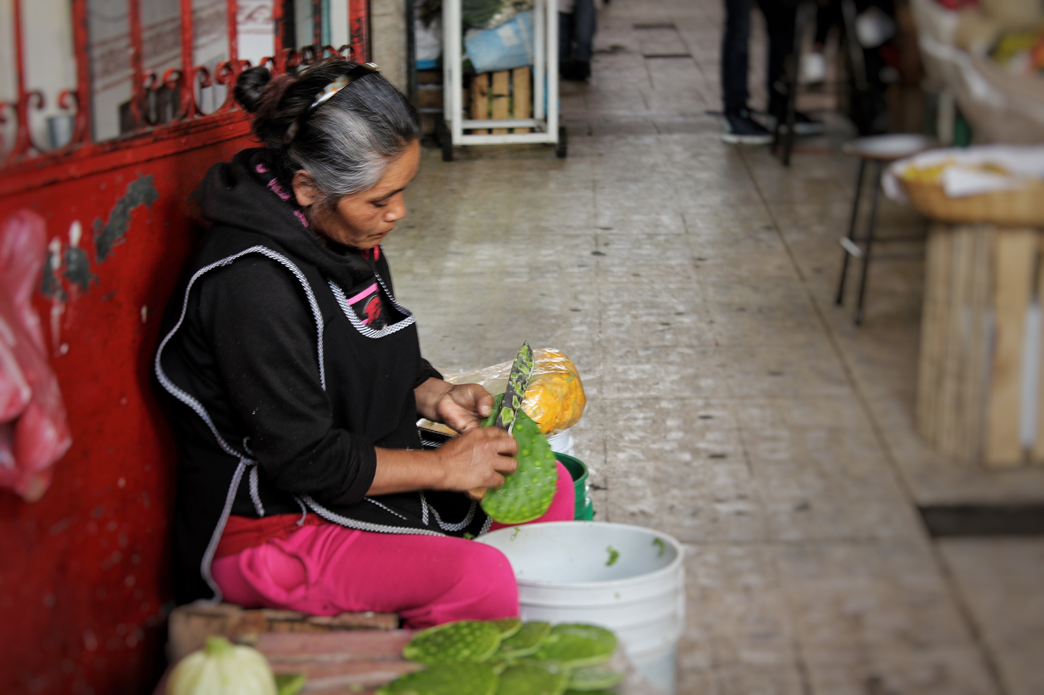 Canon EF-S 18-55mm F3.5-5.6 IS II sample photo. Nopales seller/ amecameca market photography