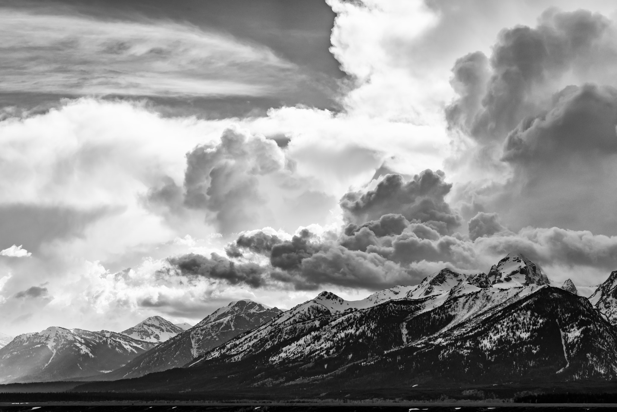 Nikon D810 + Sigma 24-70mm F2.8 EX DG Macro sample photo. Clouds over grand teton photography