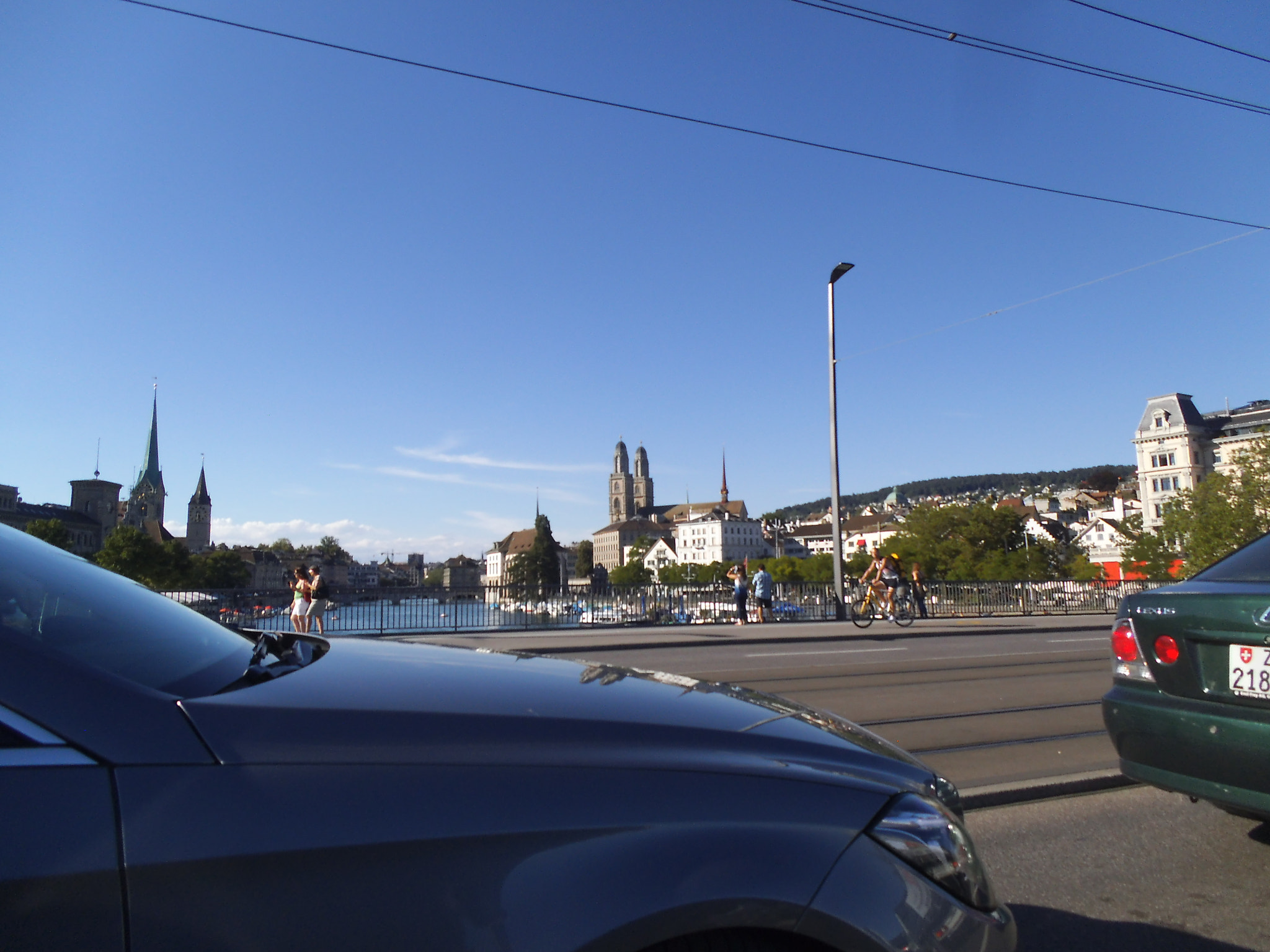 Fujifilm FinePix JZ250/JZ260 sample photo. Zurich old city with limmat quais and churches from the quaibrücke (at the end of the lake) photography