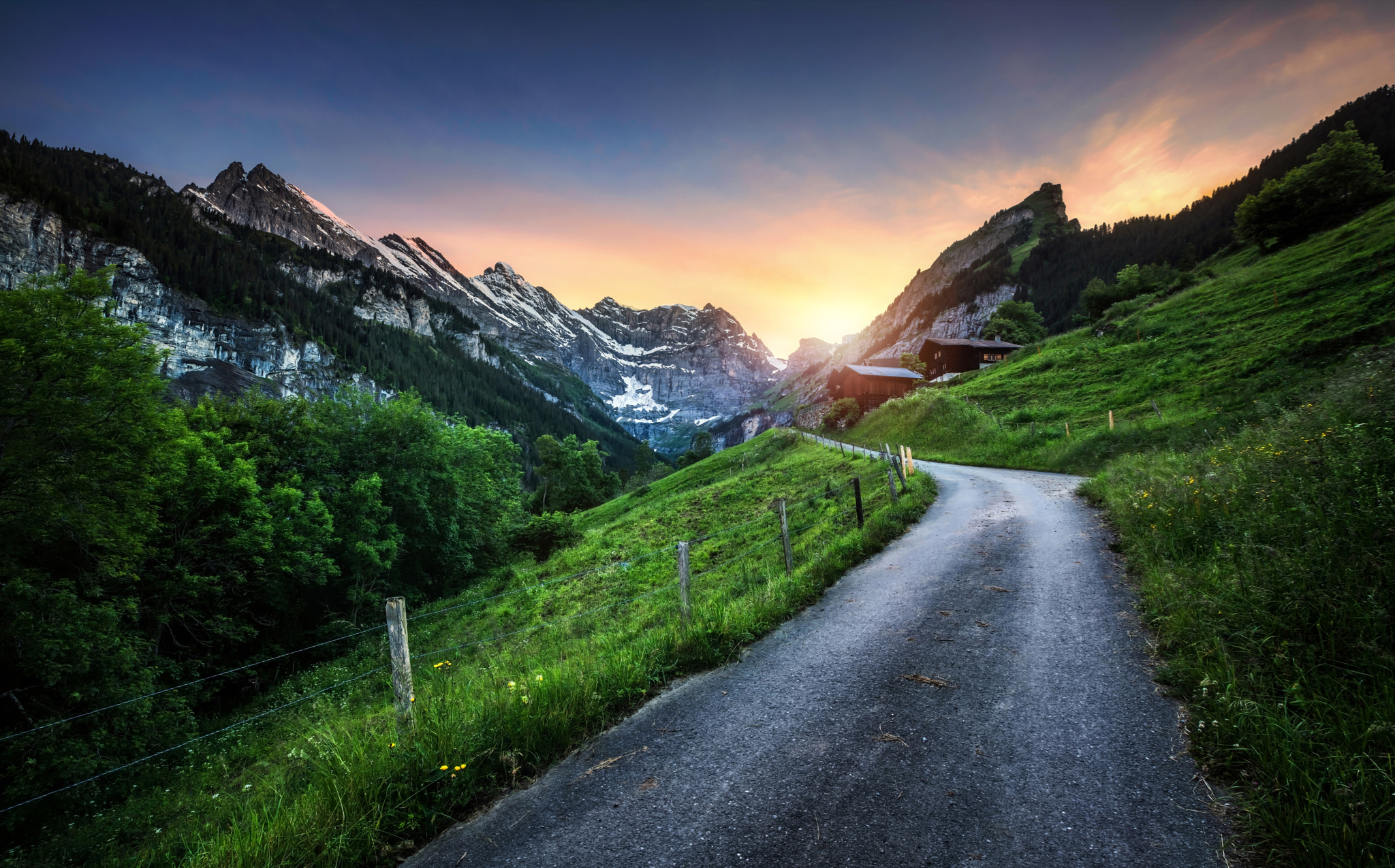 Sony a7R + Canon EF 16-35mm F2.8L II USM sample photo. Sunset over switzerland photography