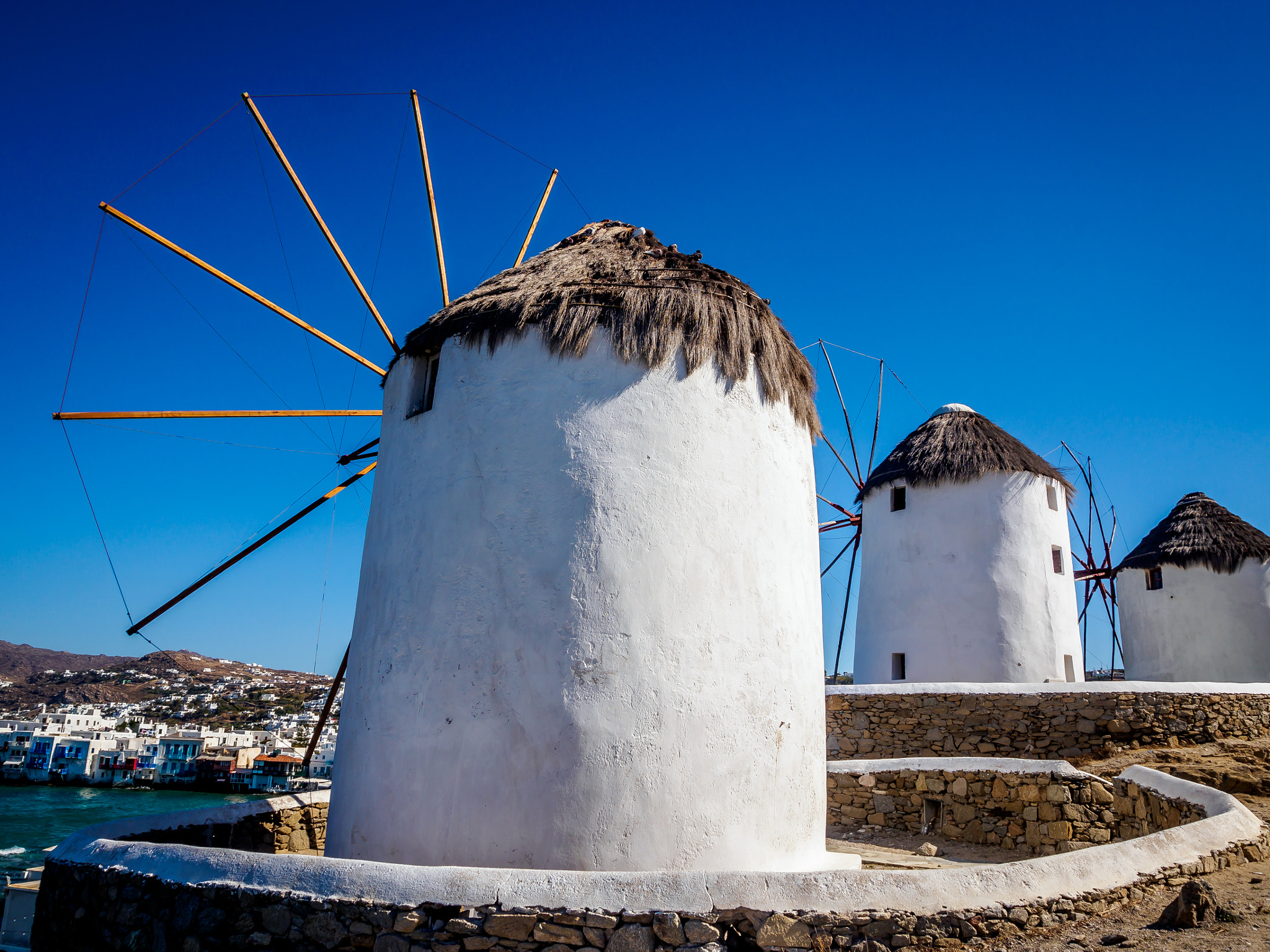Olympus OM-D E-M10 + OLYMPUS M.12-50mm F3.5-6.3 sample photo. Mykonos - windmills 02 photography