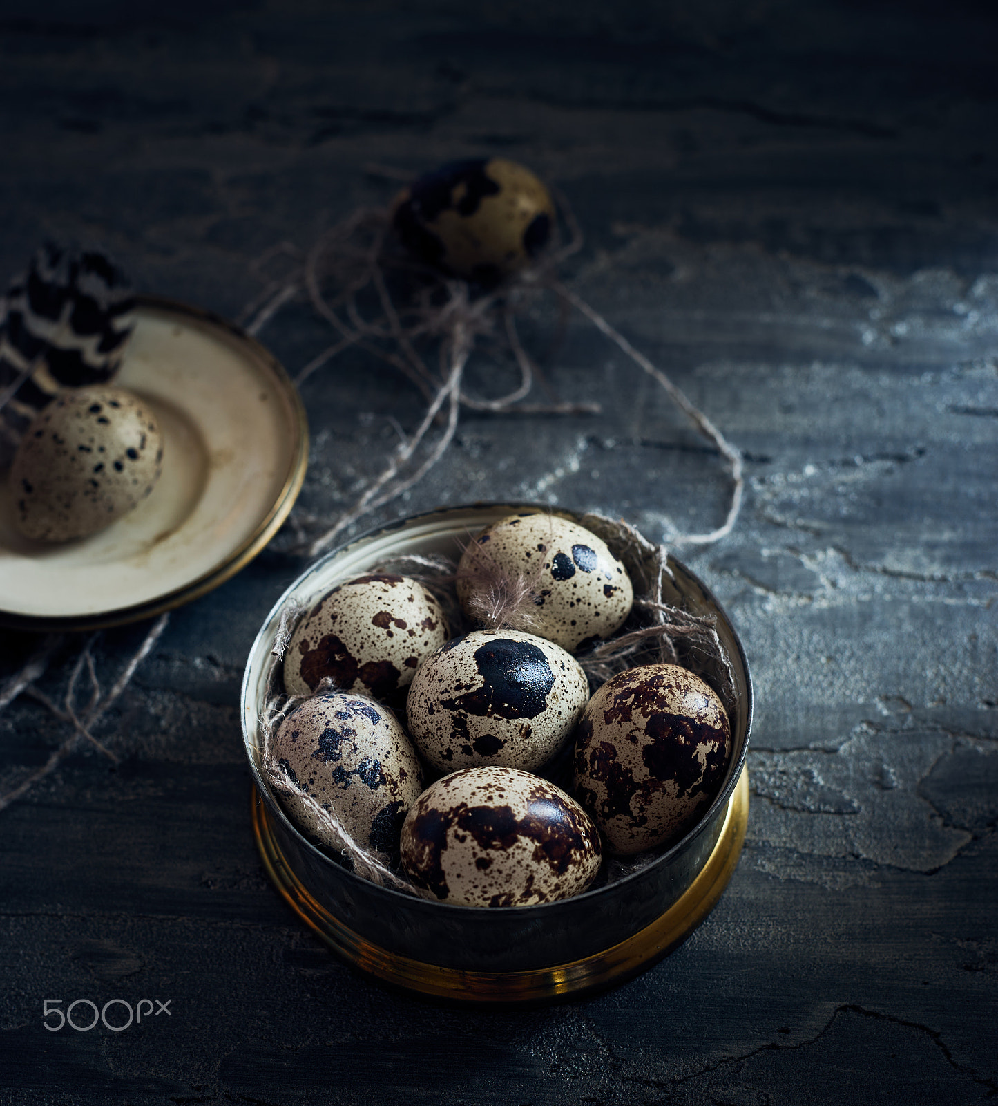 Sony a7 + E 50mm F2 sample photo. Quail eggs on a dark background  photography