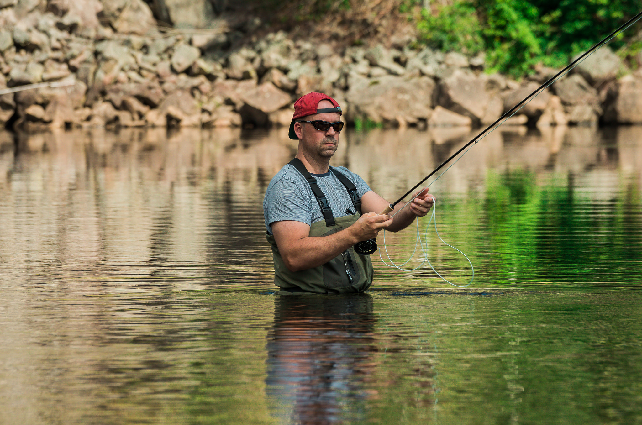 Pentax K-5 II + Sigma 70-300mm F4-5.6 DG OS sample photo. Fishing in the river photography