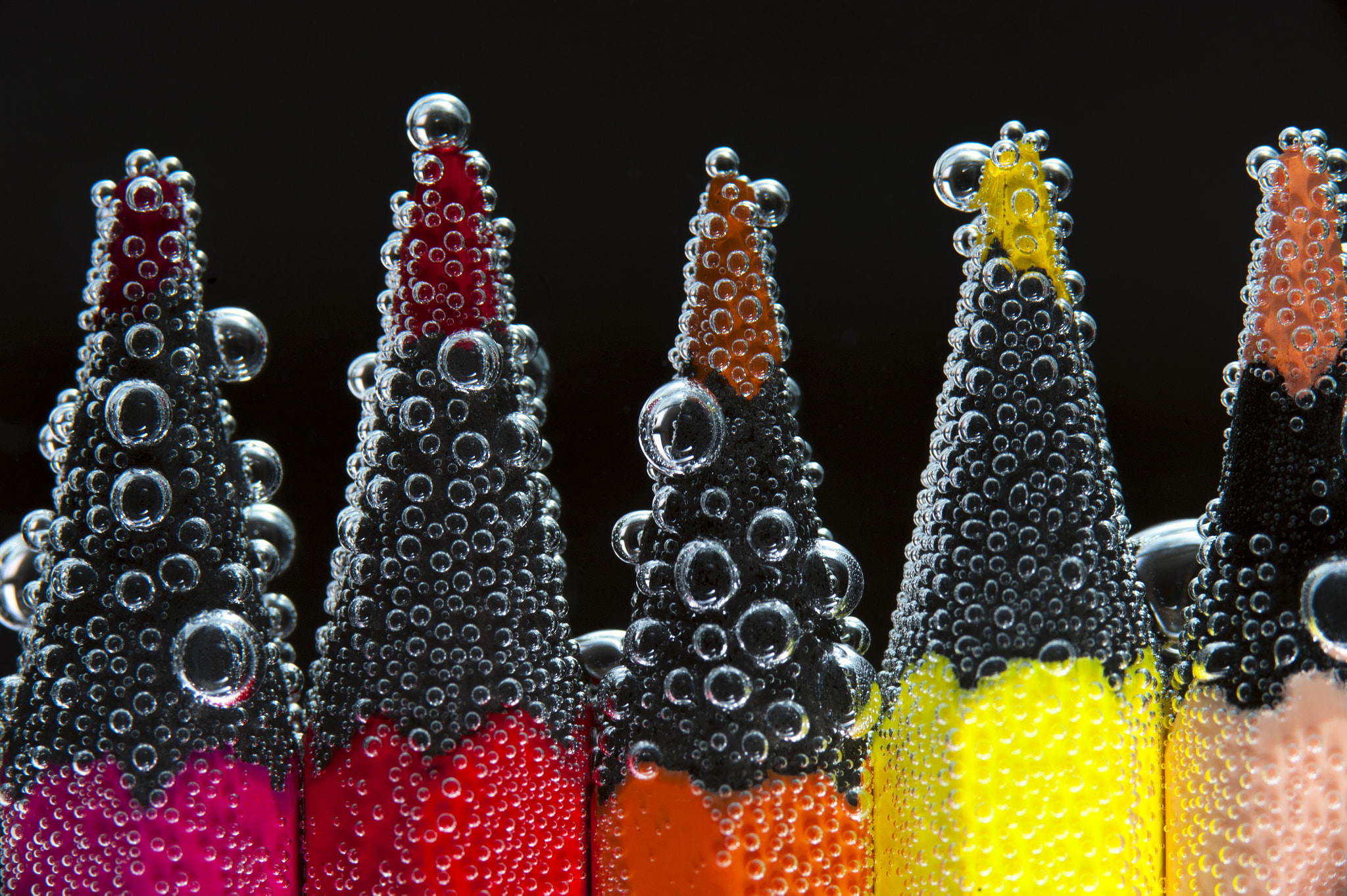 Nikon D700 + AF Micro-Nikkor 105mm f/2.8 sample photo. Pencils in soda water, closeup photography