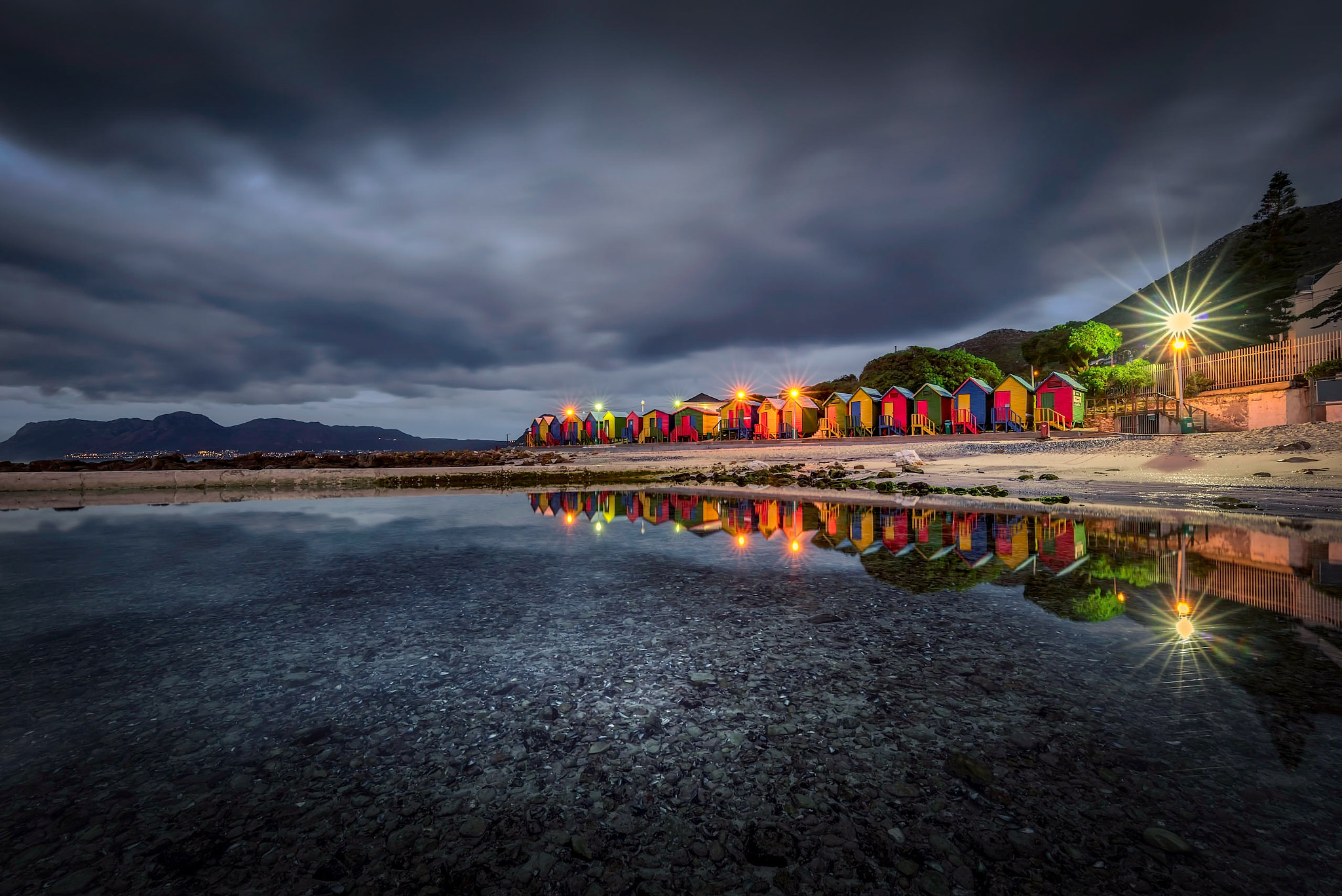 Tamron SP 15-30mm F2.8 Di VC USD sample photo. A blue hour shot of the change rooms at st james tidal pool in cape town photography