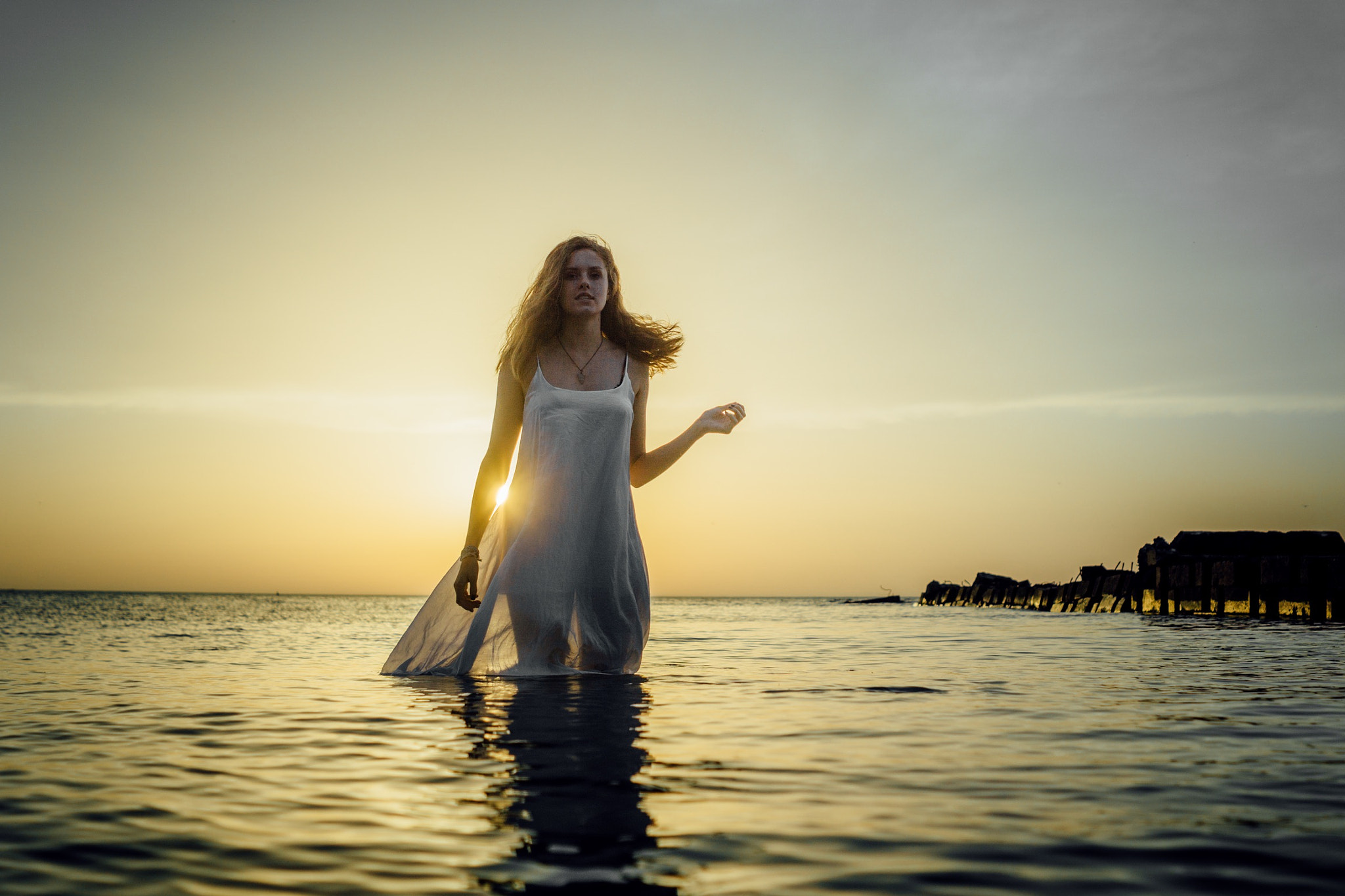 Sony FE 28mm F2 sample photo. Dress in water photography