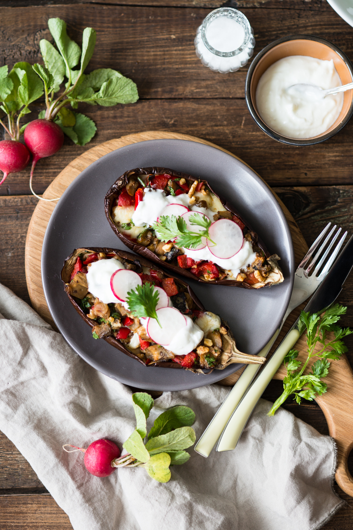 Sony a99 II sample photo. Baked eggplant with vegetables photography