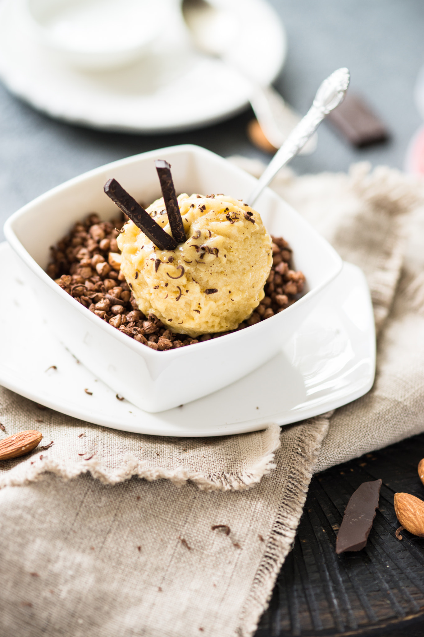 Sony a99 II + Sony 100mm F2.8 Macro sample photo. Breakfast with buckwheat and ice-cream photography