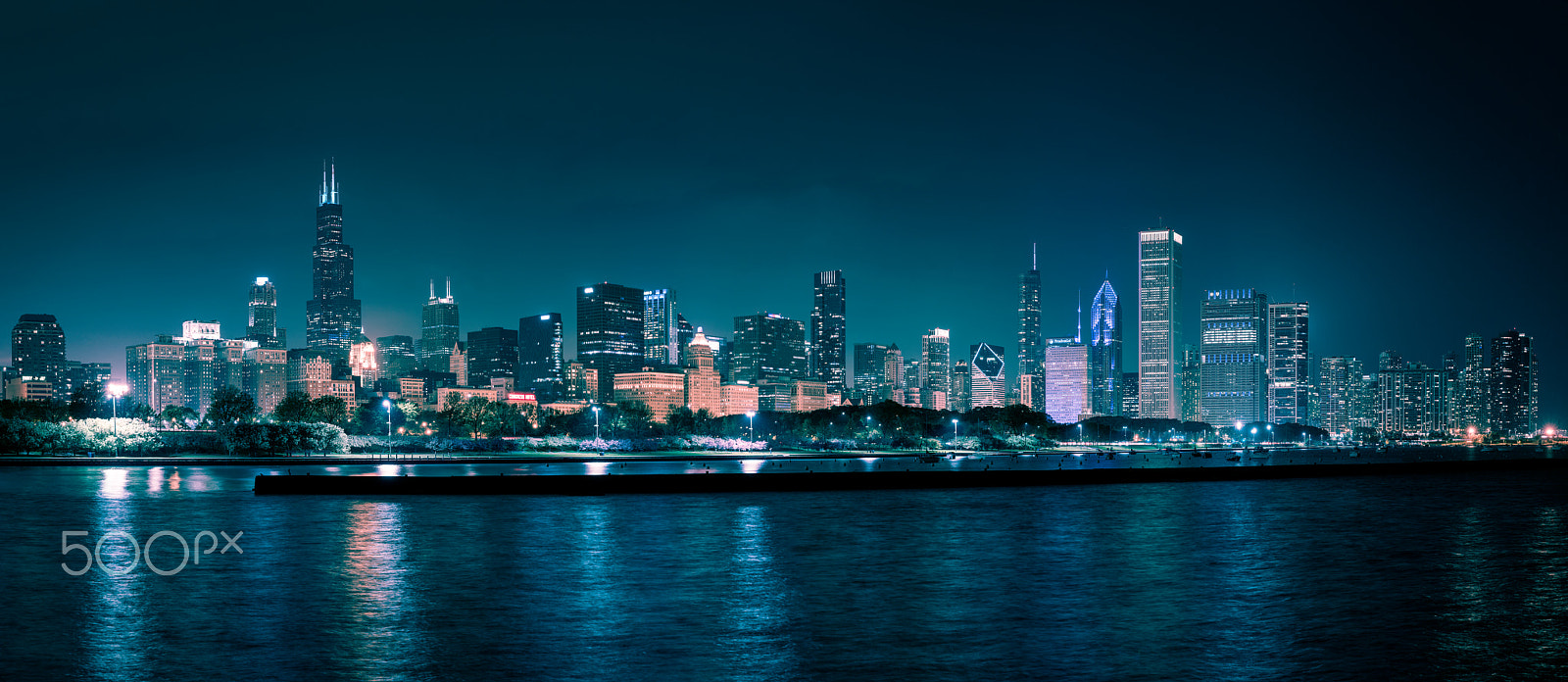 Sigma 70-200mm F2.8 EX DG Macro HSM II sample photo. The skyline of chicago at night photography
