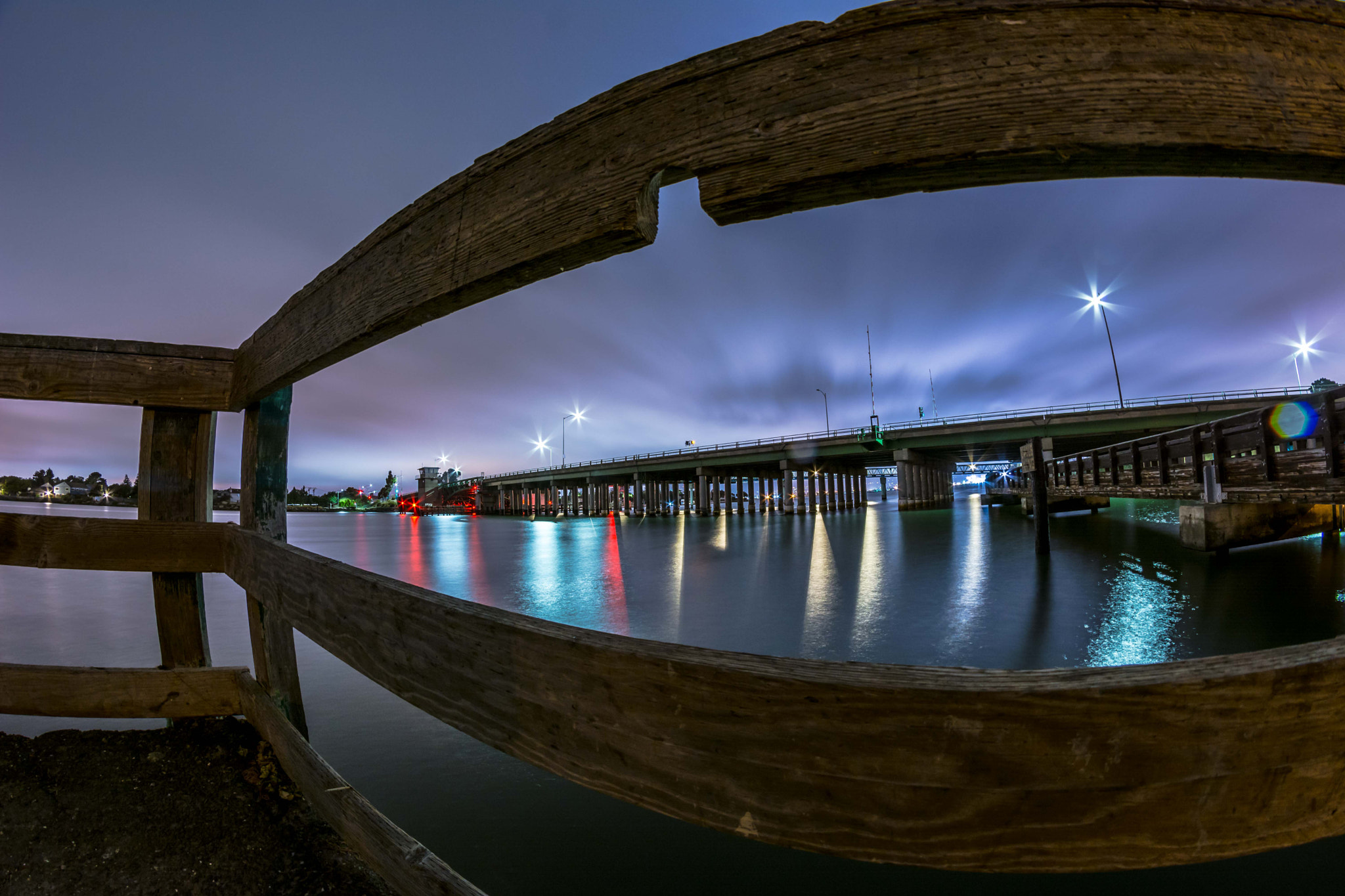 Nikon D5200 + Samyang 8mm F3.5 Aspherical IF MC Fisheye sample photo. Bay farm island bridge photography