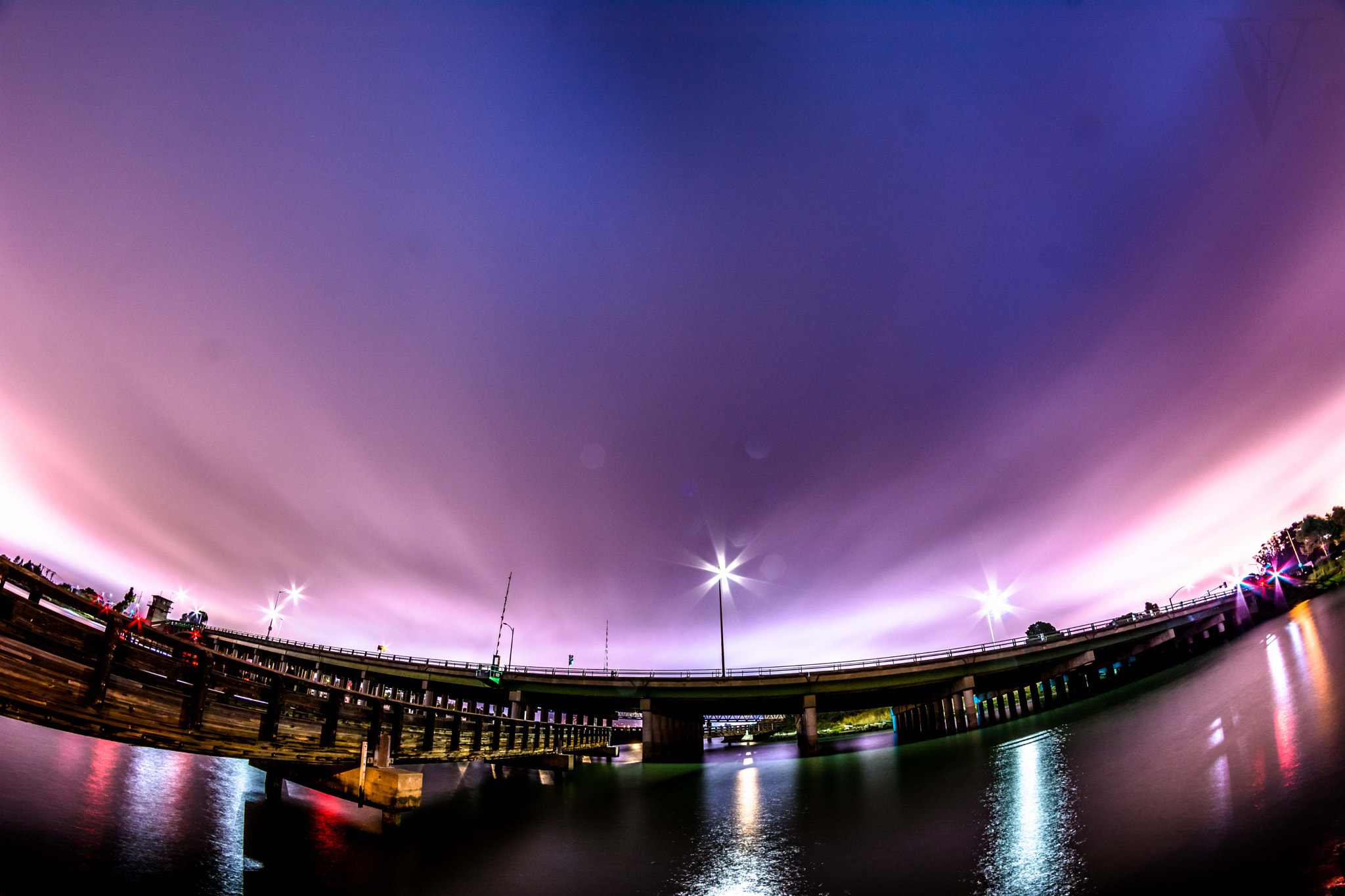 Nikon D5200 + Samyang 8mm F3.5 Aspherical IF MC Fisheye sample photo. Bay farm island bridge photography