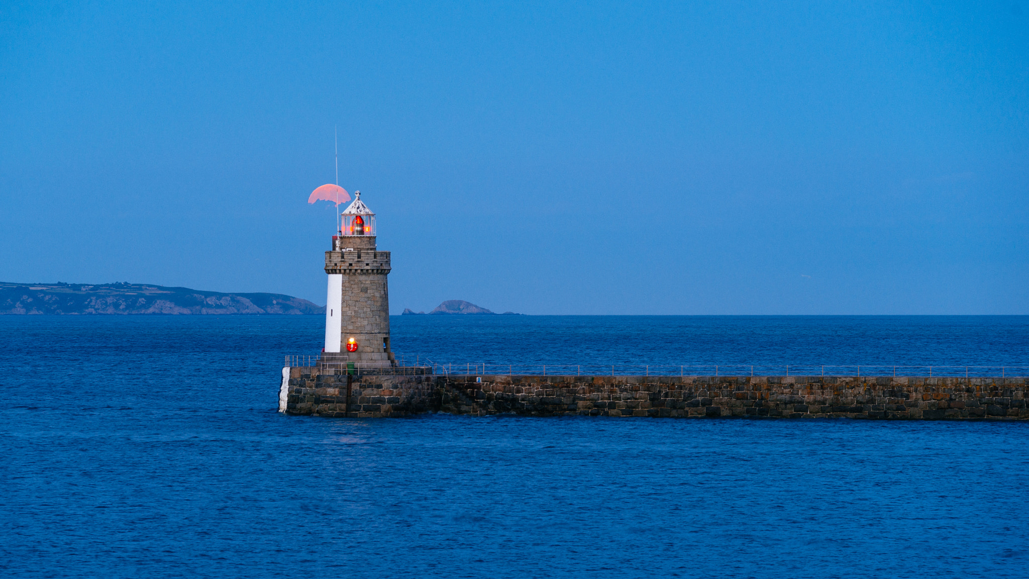 Sigma 70-200mm F2.8 EX DG OS HSM sample photo. Moonrise over island of sark photography