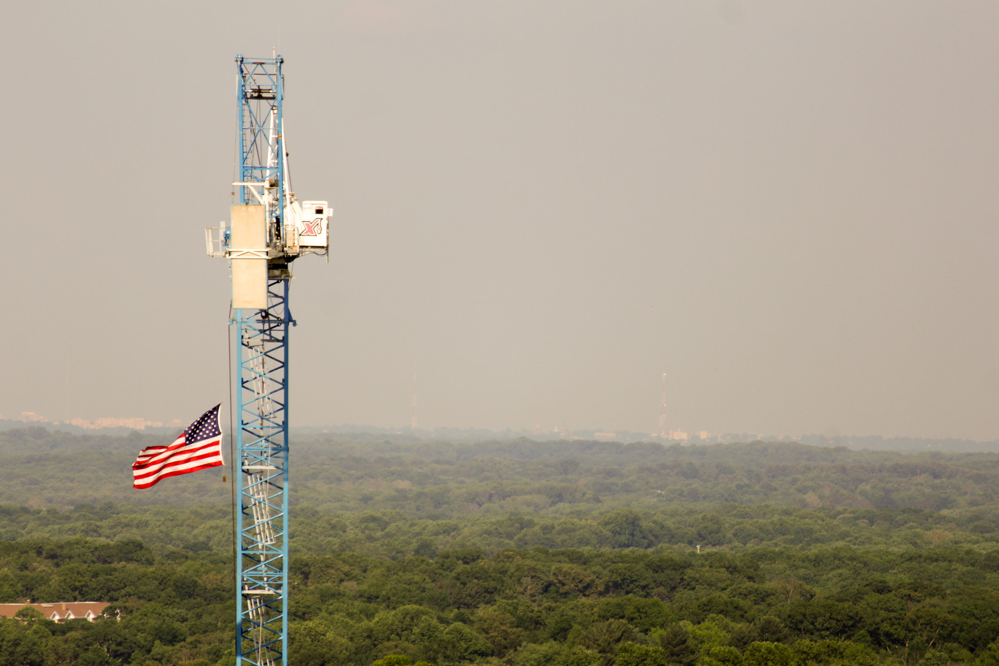 Canon EOS M sample photo. Patriotic tower crane photography