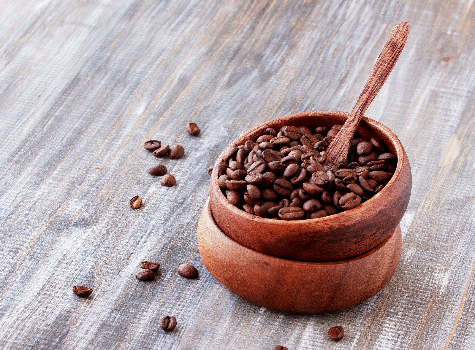 Sony Alpha DSLR-A380 sample photo. Roasted coffee beans in wooden bowl, selective focus photography