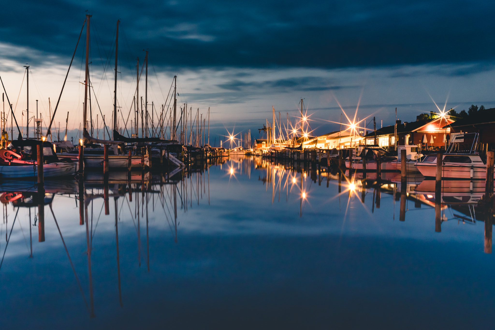 Samyang 12mm F2.8 ED AS NCS Fisheye sample photo. Harbor by night photography