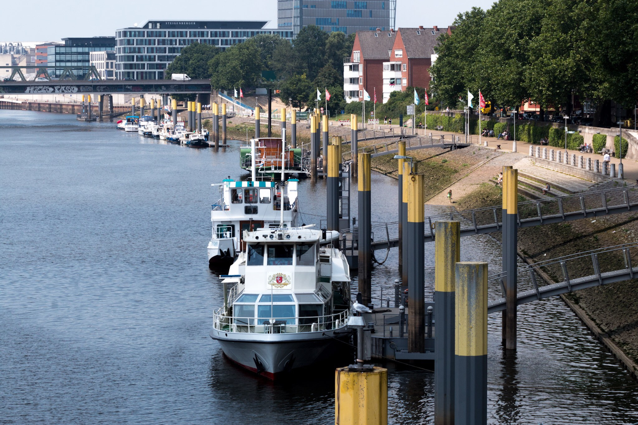 Tamron AF 70-300mm F4-5.6 Di LD Macro sample photo. View westwards over the landing stages of the 'sch ... photography