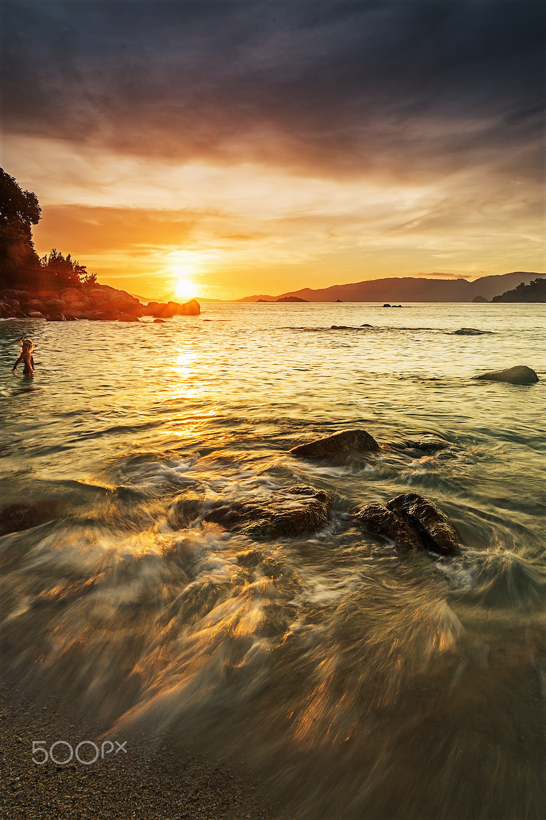 Sony Alpha a99 sample photo. Sunset swimming photography
