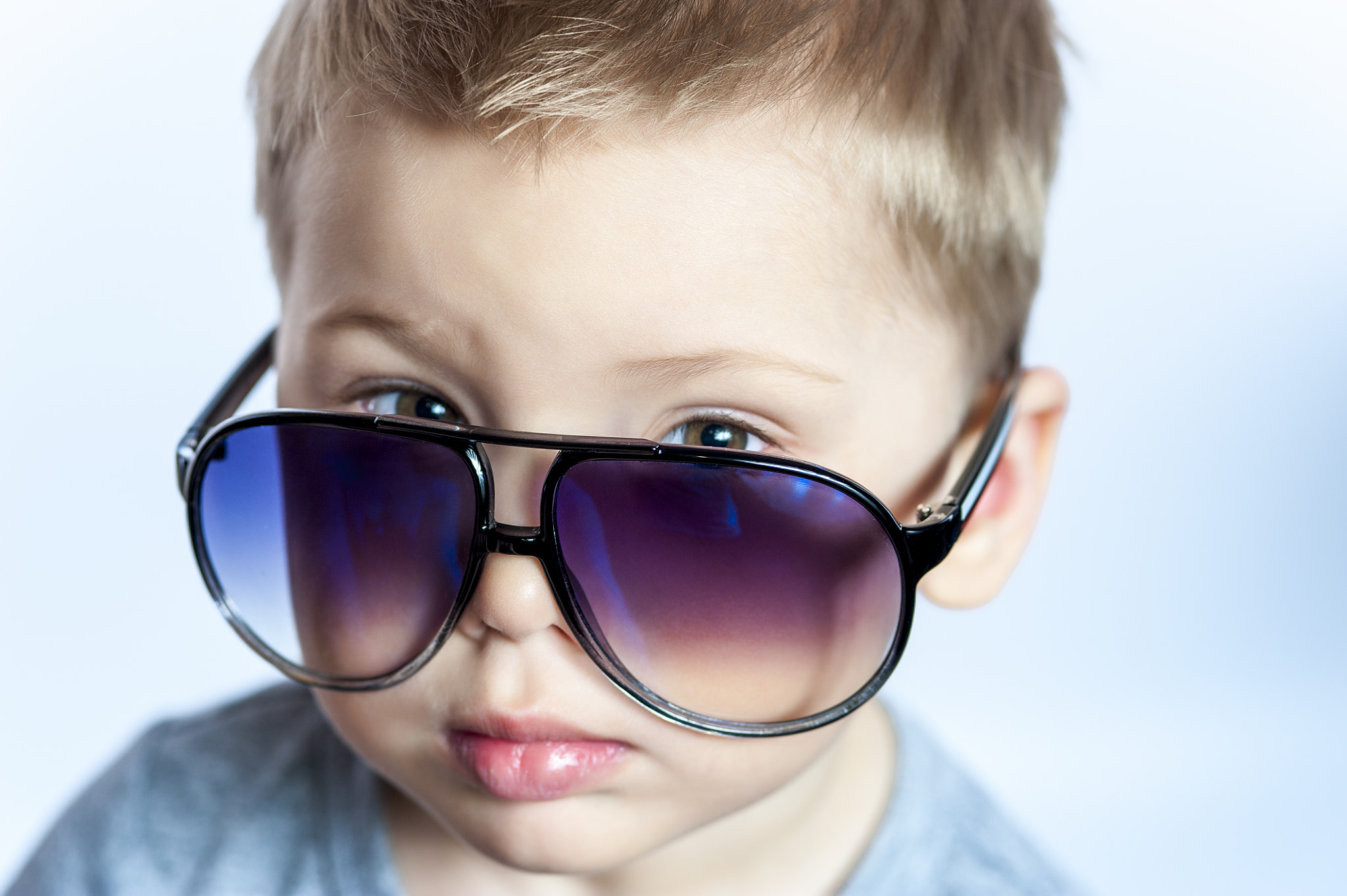Nikon D700 + AF Micro-Nikkor 105mm f/2.8 sample photo. Charming three years old boy in sunglasses photography