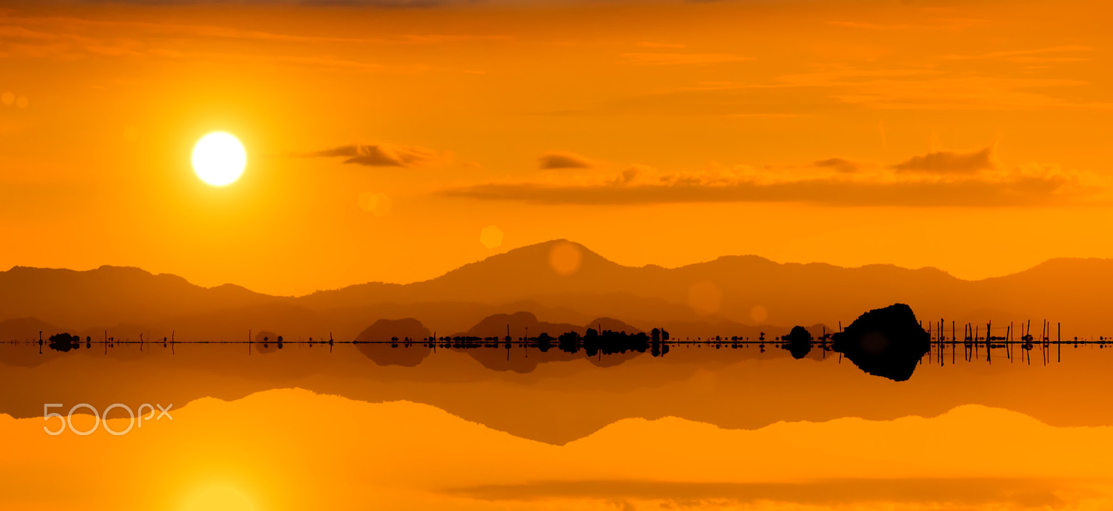 Sony DT 55-300mm F4.5-5.6 SAM sample photo. Silhouette of a mountain at the lake photography