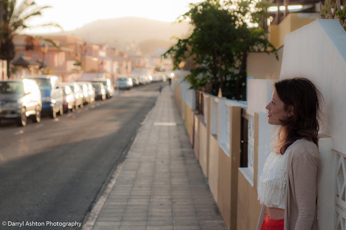 Nikon D300S + AF Nikkor 50mm f/1.8 sample photo. Standing on a canary islands street at sunset photography