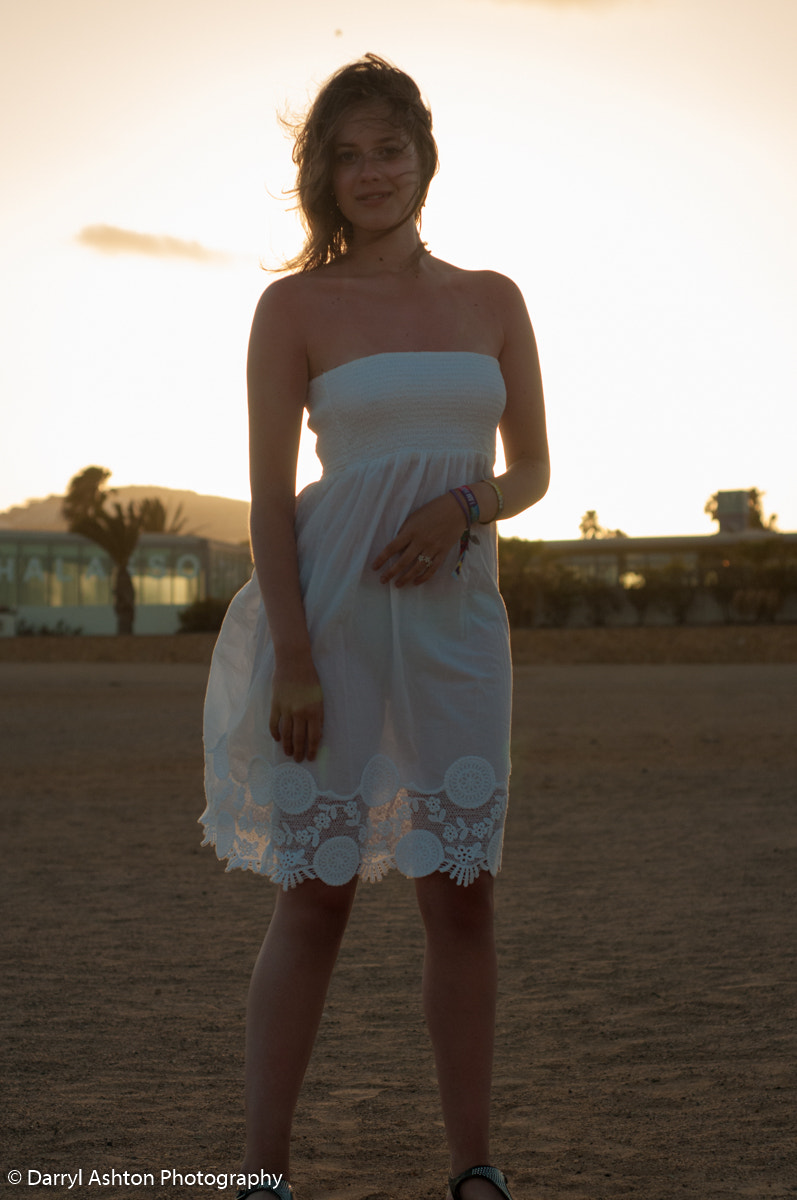 Nikon D300S + AF Nikkor 50mm f/1.8 sample photo. White dress at beach sunset photography