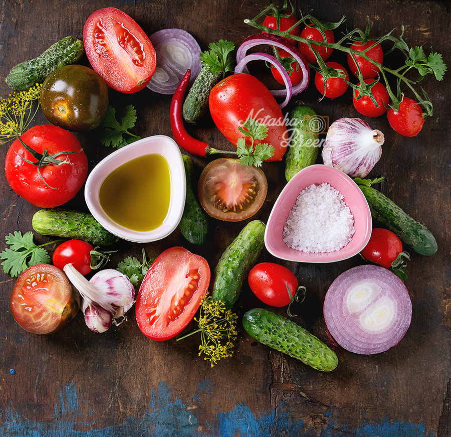 Background with Tomatoes and Cucumbers