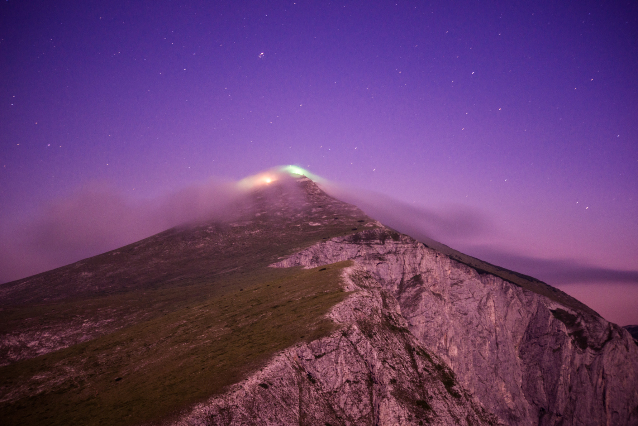 Sigma 70-300mm F4-5.6 APO DG Macro sample photo. Mountain peak solunska glava by night photography