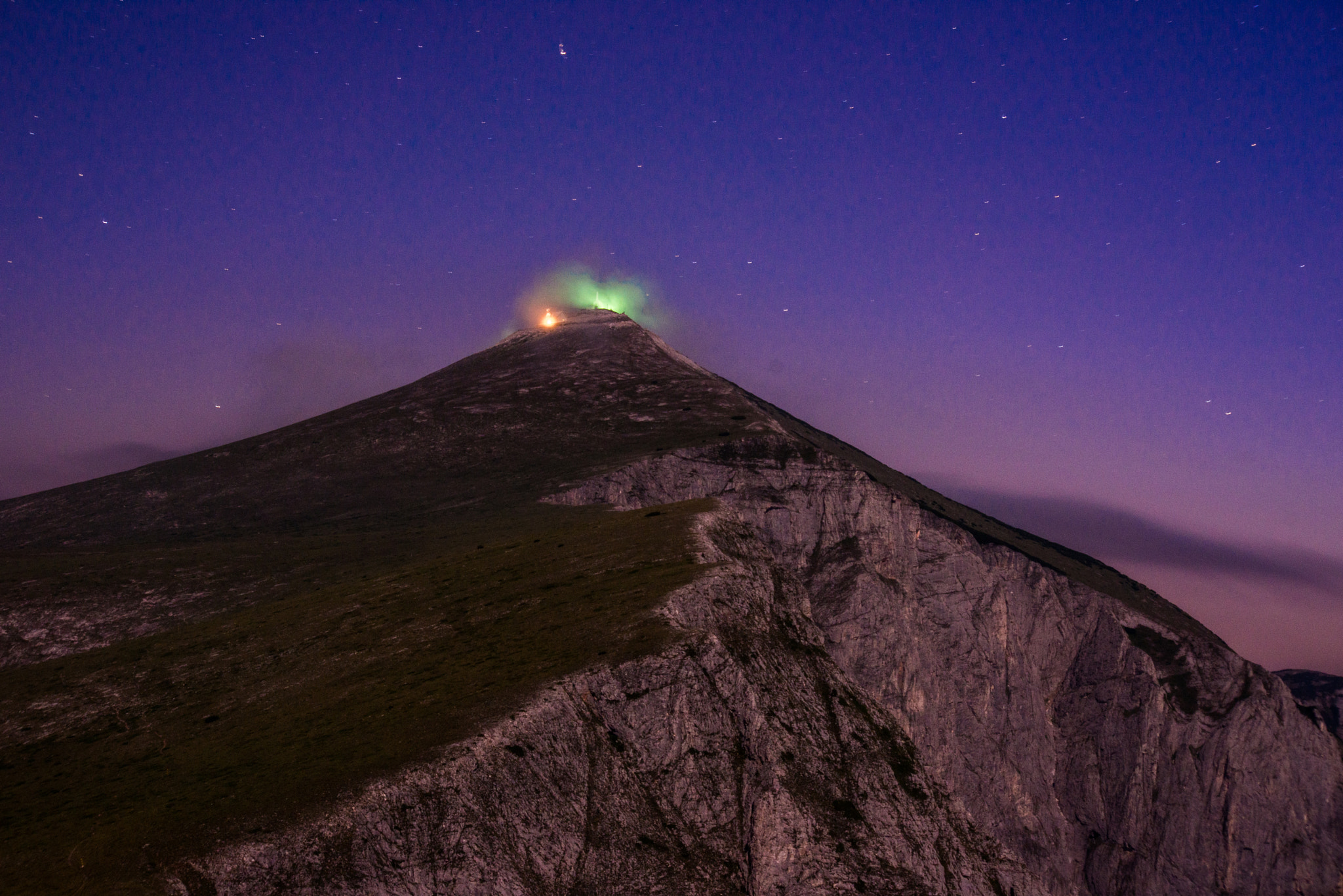 Sigma 70-300mm F4-5.6 APO DG Macro sample photo. Mountain peak solunska glava by night photography