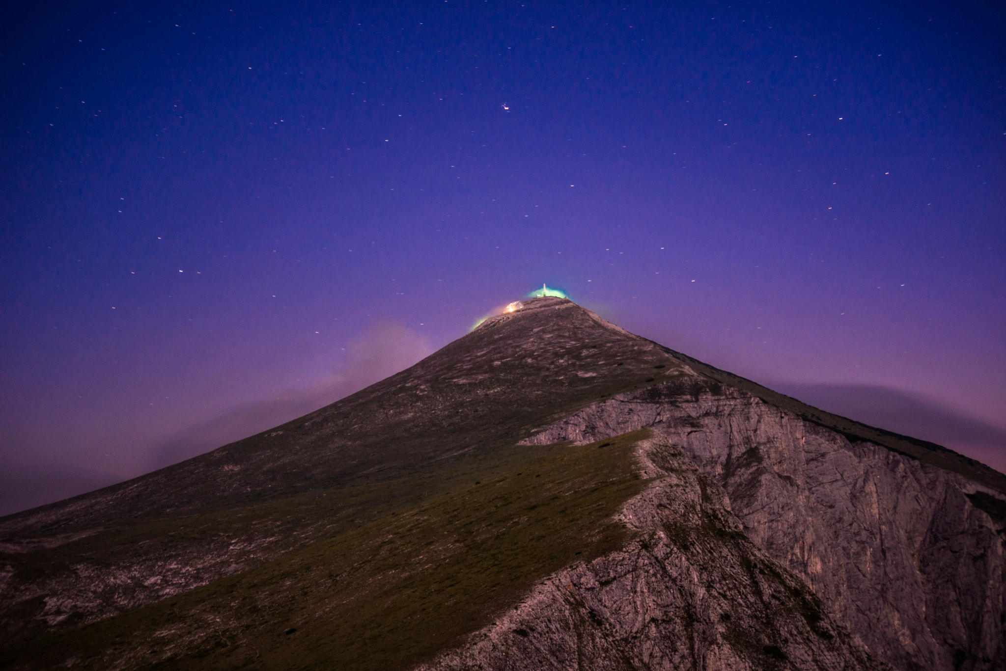 Sigma 70-300mm F4-5.6 APO DG Macro sample photo. Mountain peak solunska glava by night photography