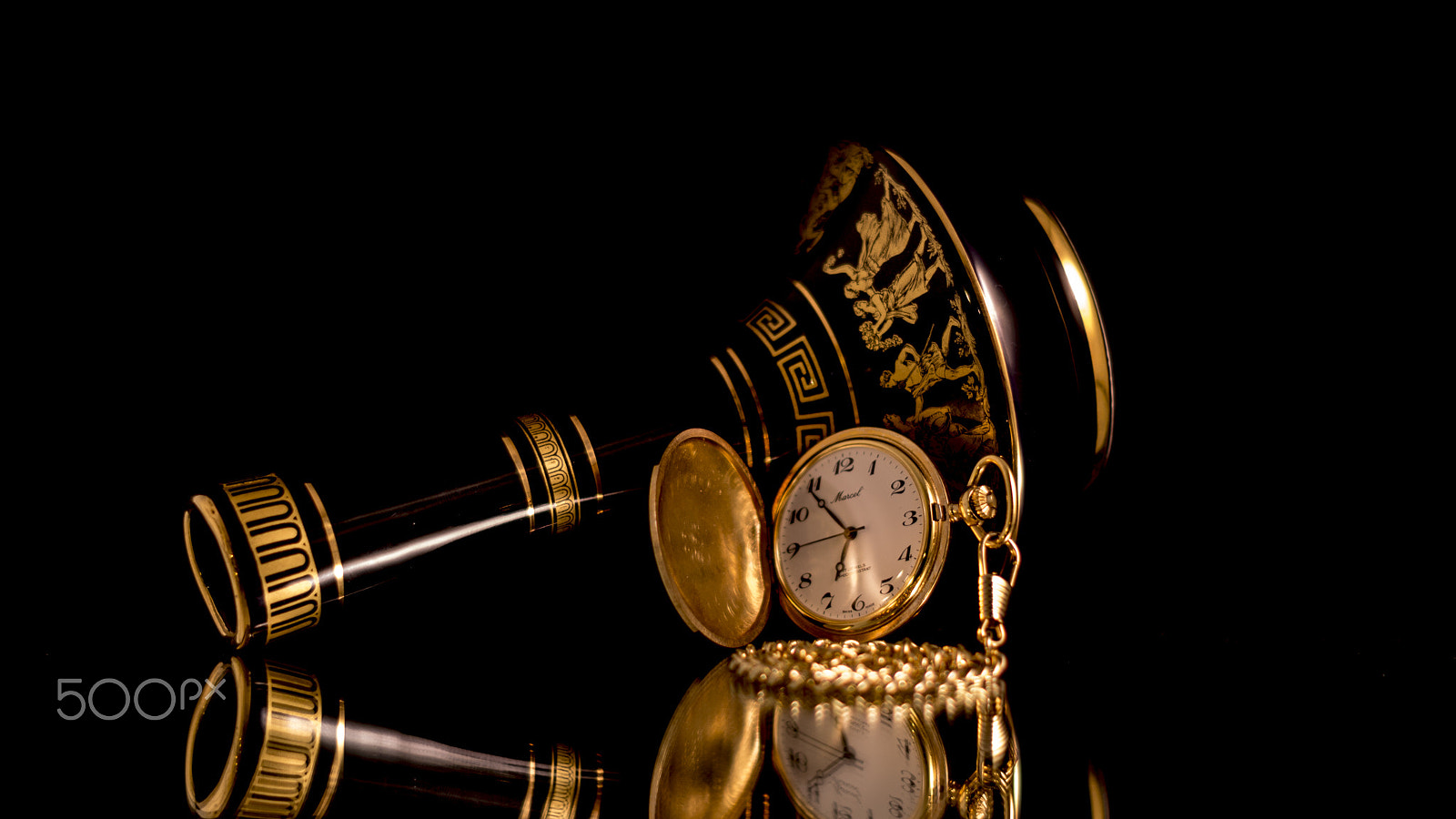 Sony SLT-A65 (SLT-A65V) + Sony DT 50mm F1.8 SAM sample photo. Pocket watch and vase photography