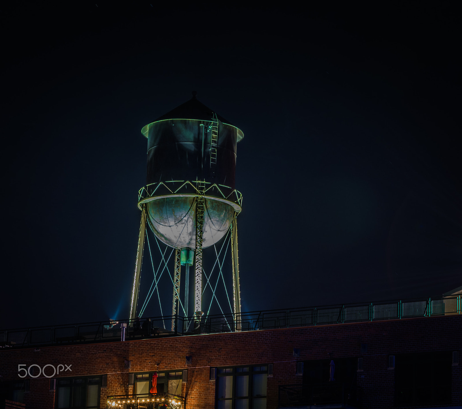 Pentax K-5 IIs sample photo. Water tower at night photography
