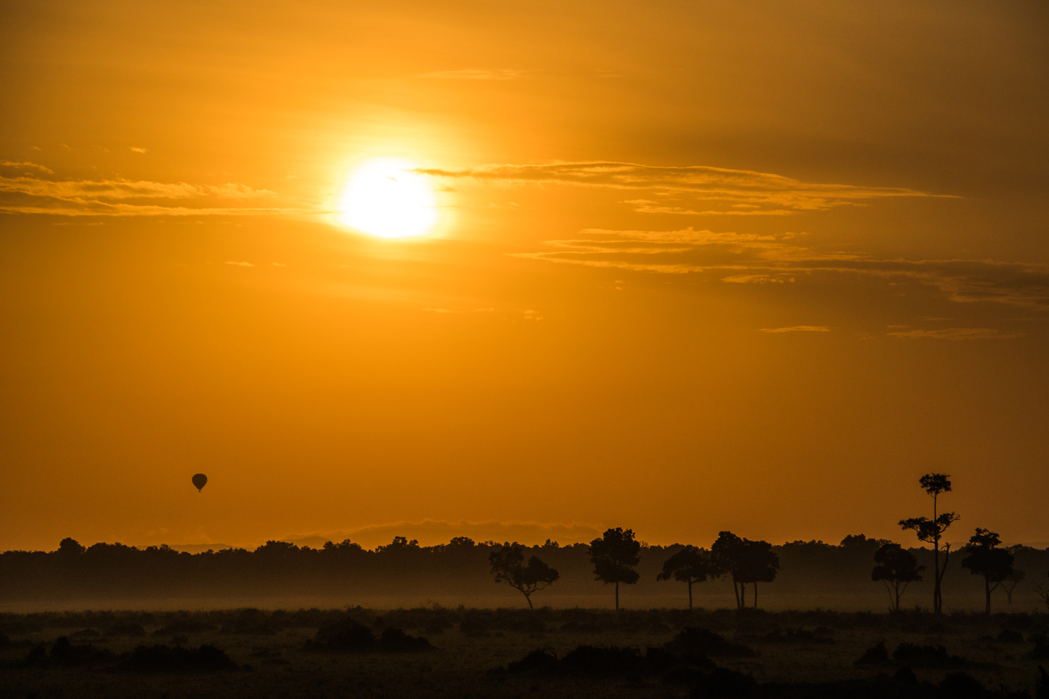 Sony E PZ 18-200mm F3.5-6.3 OSS sample photo. Hot air balloon with sunrise in masaimara photography