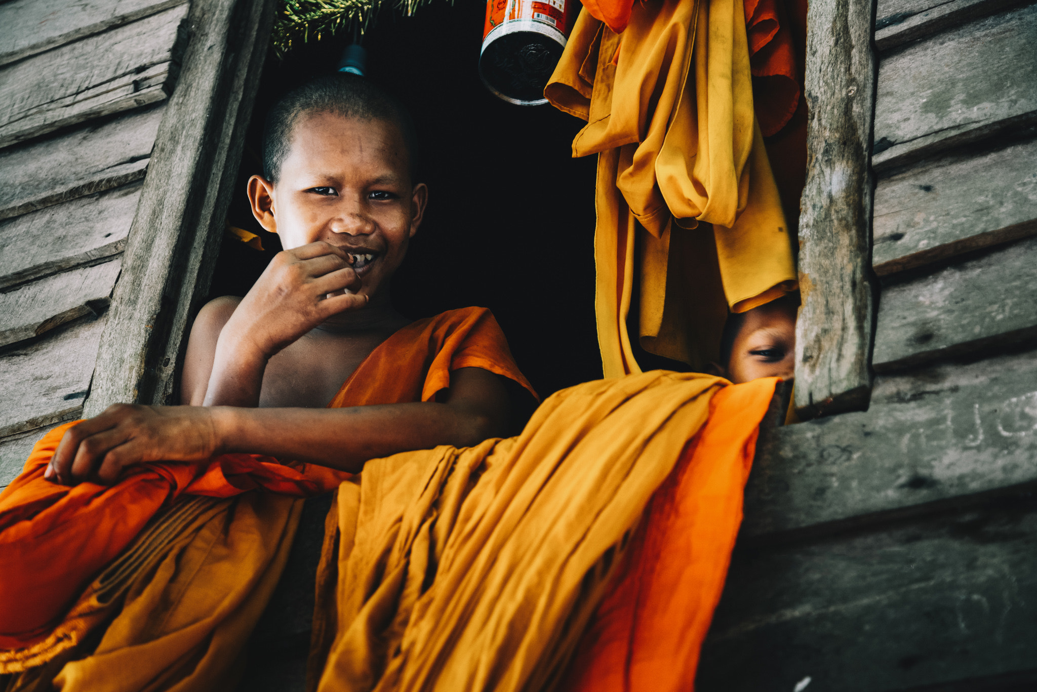 Sony a7R + Canon EF 24-105mm F4L IS USM sample photo. Novice monk smiling for the camera photography