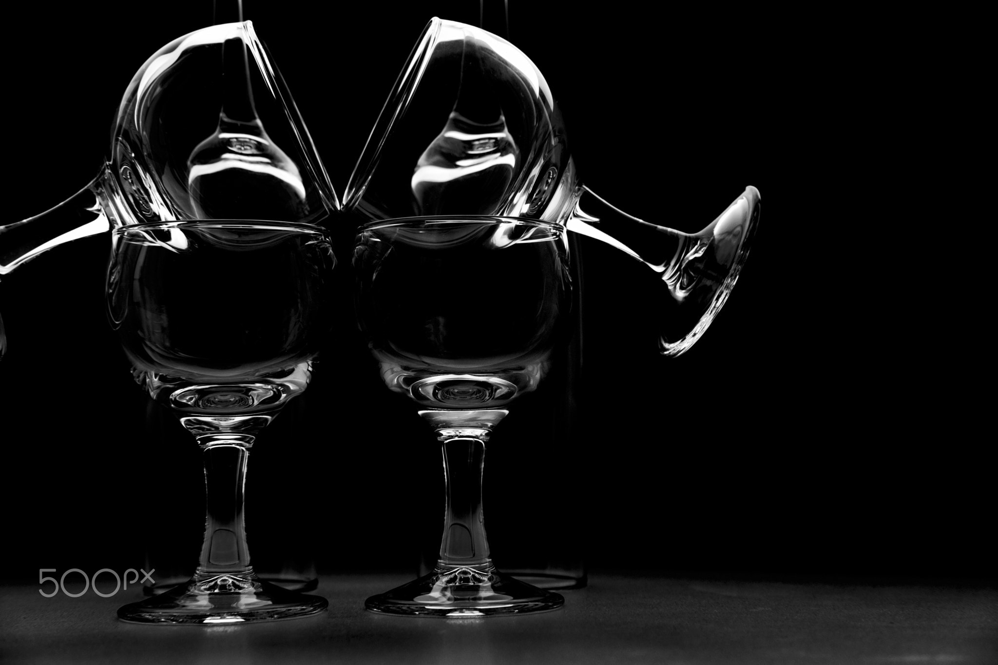 wine glasss art for interiors, fujifilm x-pro2 acros black and white