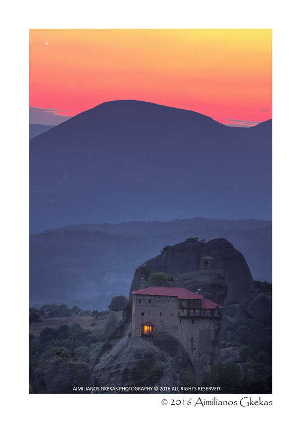 Canon EOS 760D (EOS Rebel T6s / EOS 8000D) sample photo. Venus after sunset, over meteora monastery photography