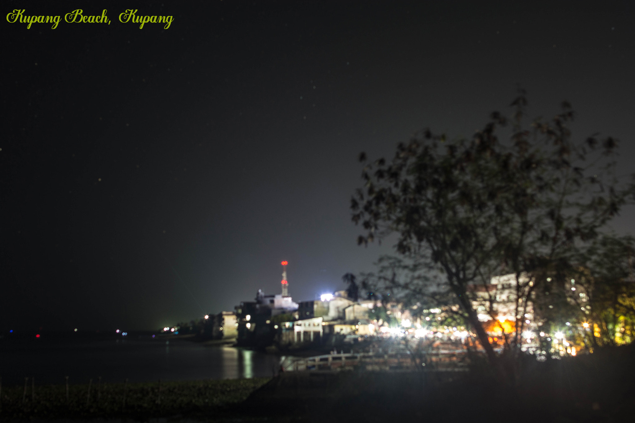 Nikon D5200 + Samyang 12mm F2.8 ED AS NCS Fisheye sample photo. A small, waterfront town by night photography