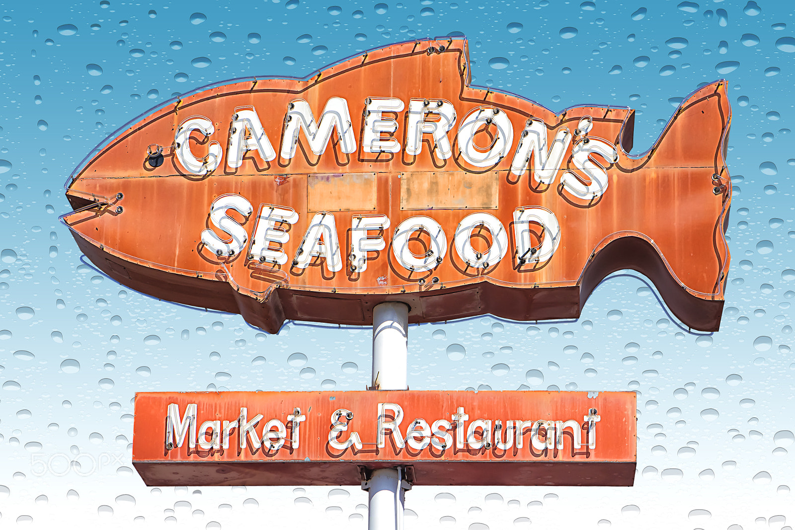 Canon EOS-1D Mark IV sample photo. Route 66 - cameron's seafood neon sign photography