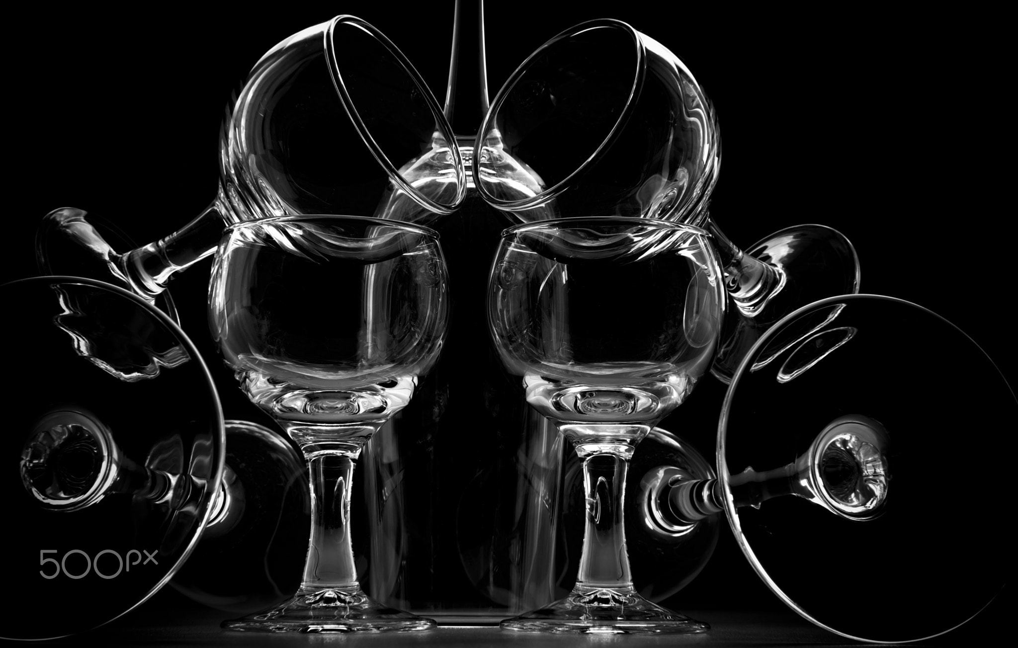 wine glass art for interiors, fujifilm x-pro acros black and white