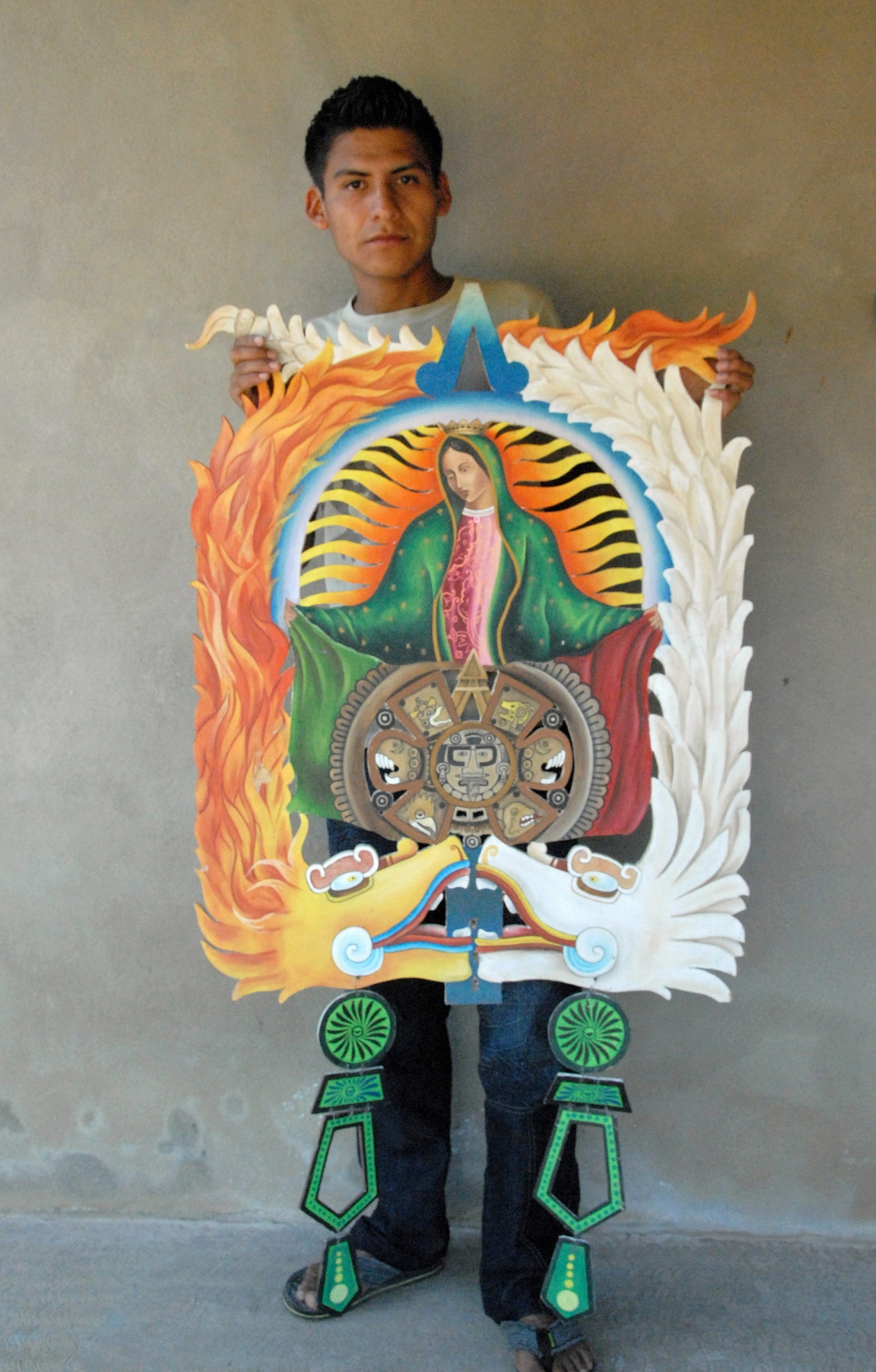 Nikon D200 sample photo. Mixtec artist with guadalupe painting photography