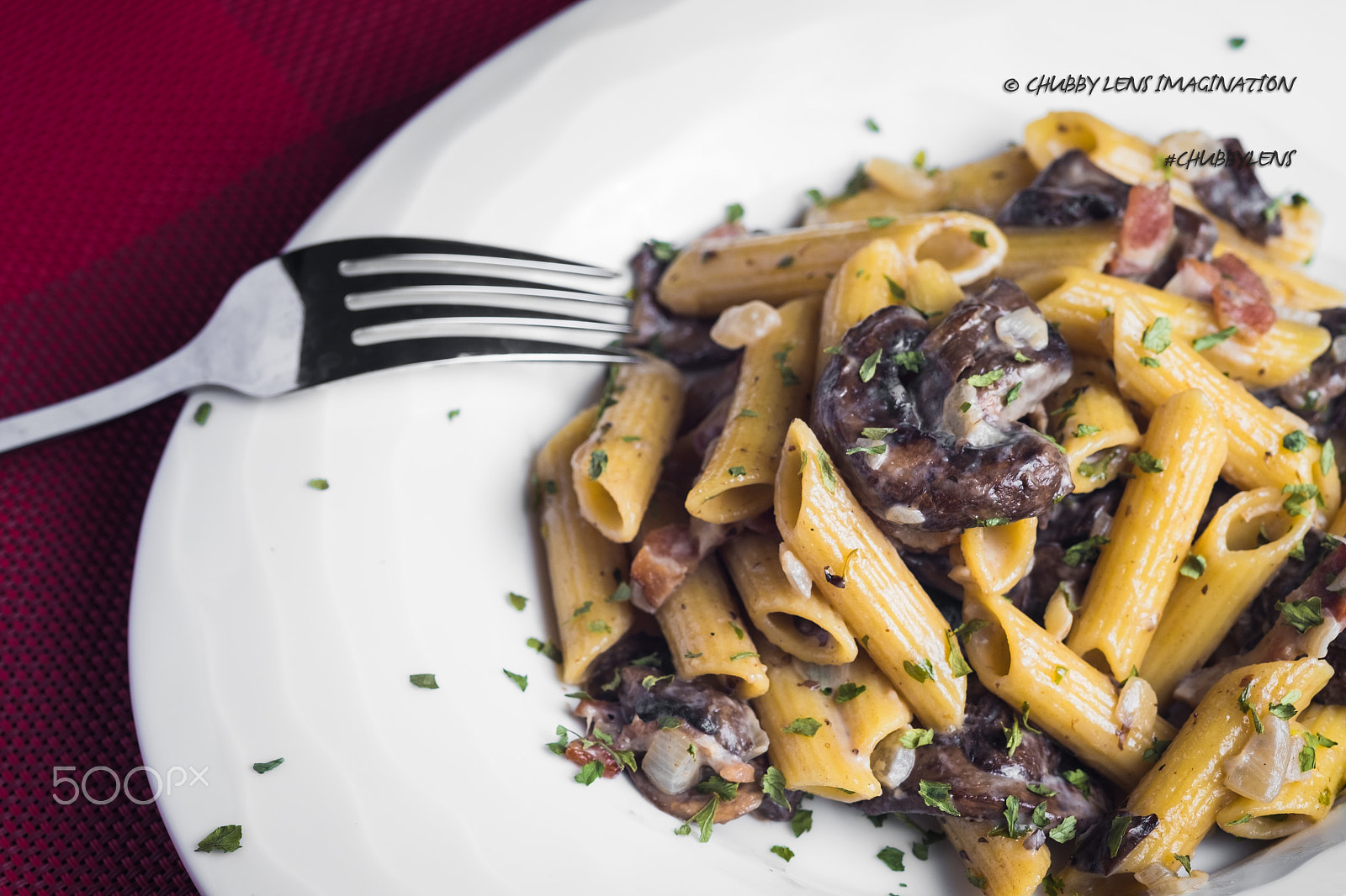 Fujifilm X-E2 + Fujifilm XF 60mm F2.4 R Macro sample photo. Penne with mushroom creamy sauce photography