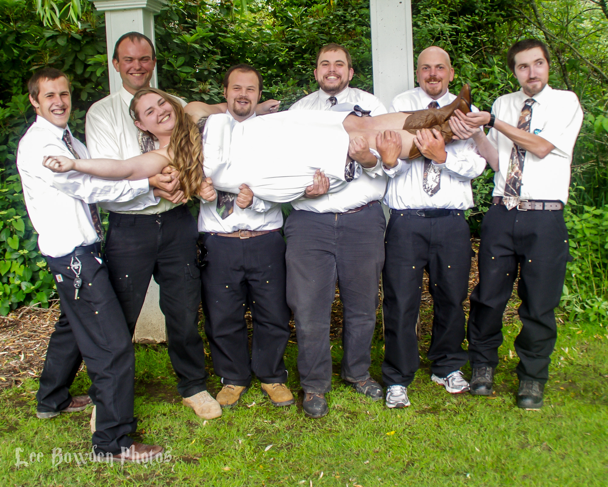 Pentax K-5 II + Tamron AF 18-200mm F3.5-6.3 XR Di II LD Aspherical (IF) Macro sample photo. The camo wedding groomsmen & bride photography