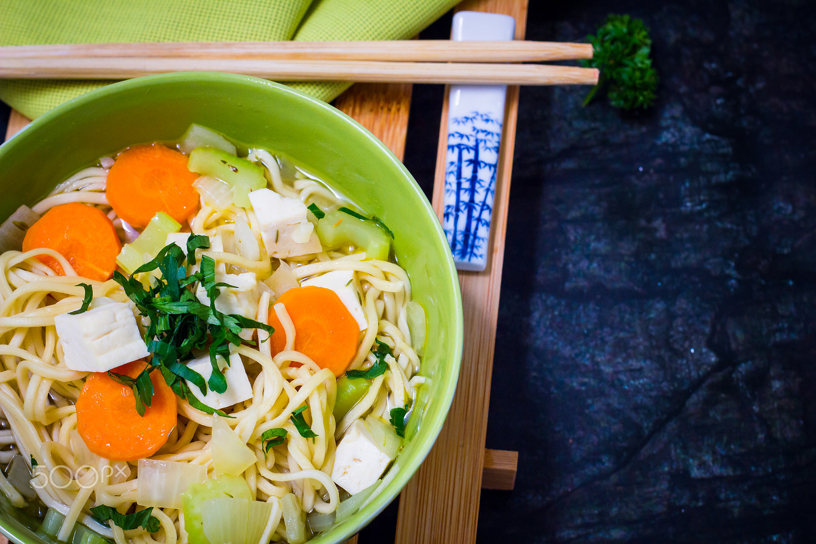 Canon EOS 550D (EOS Rebel T2i / EOS Kiss X4) + Canon EF 50mm F1.8 II sample photo. Healthy chinese noodle with vegetable stock photography