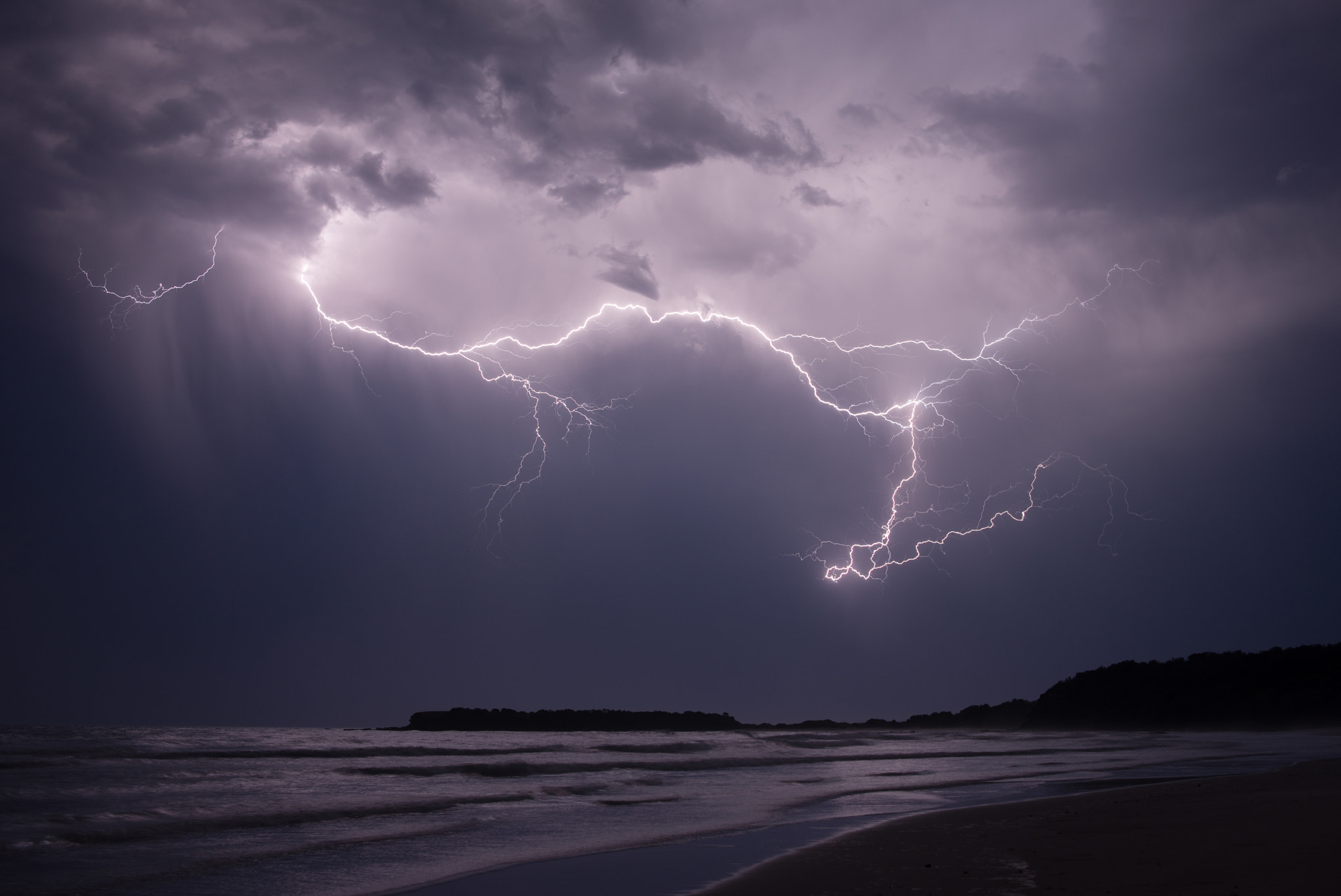 Nikon D600 + Samyang 35mm F1.4 AS UMC sample photo. Lightning at chinamans beach - evans head photography