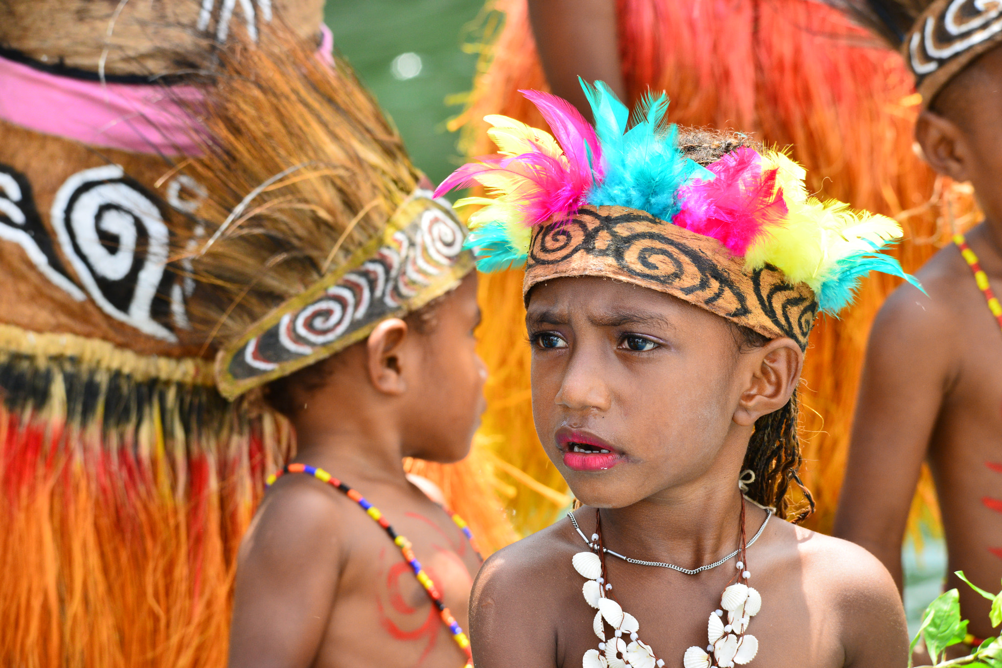 Sigma 150-500mm F5-6.3 DG OS HSM sample photo. Adorable and colorful papua new guinea children dancing for for our explorer team. photography